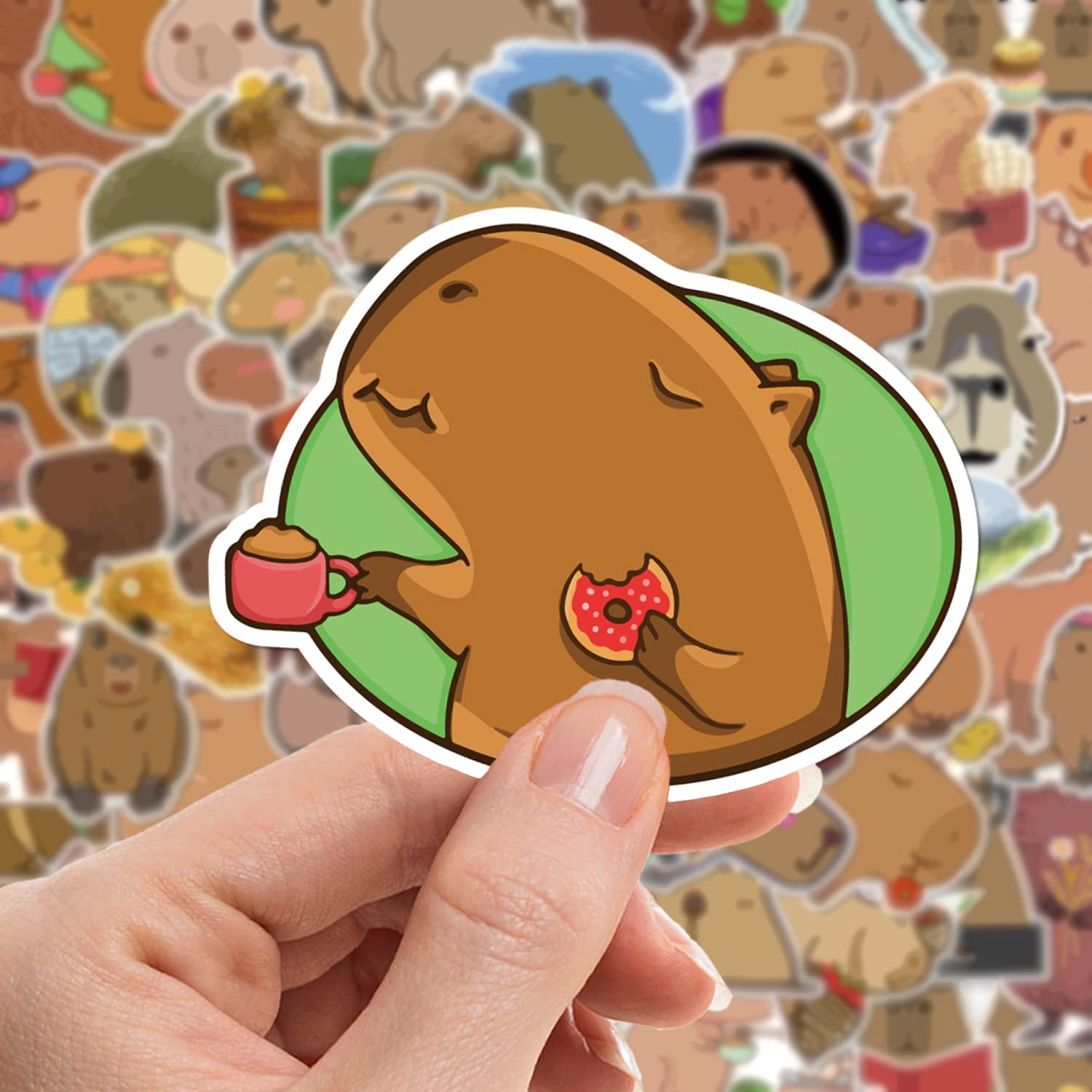 Capybara Stickers| 100 Pcs | Cute Brown Stickers, Vinyl Waterproof Stickers For Laptop,Guitar,Motorcycle,Bike,Skateboard,Luggage