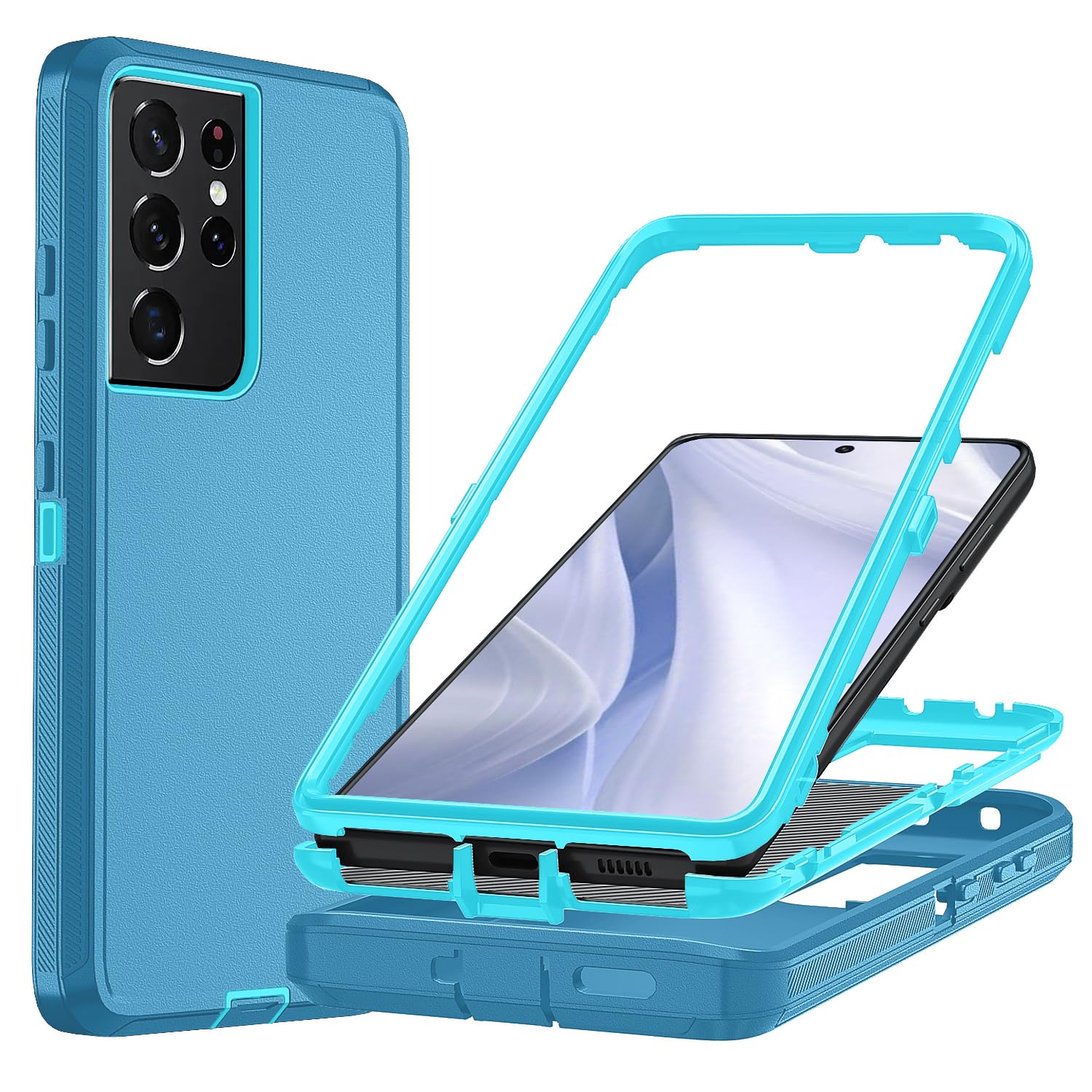 Ylzhe for S21 Ultra Phone Case,[No Screen Protector] 3 Layer Rugged Shockproof Case for Samsung Galaxy S21 Ultra,Military Grade 
