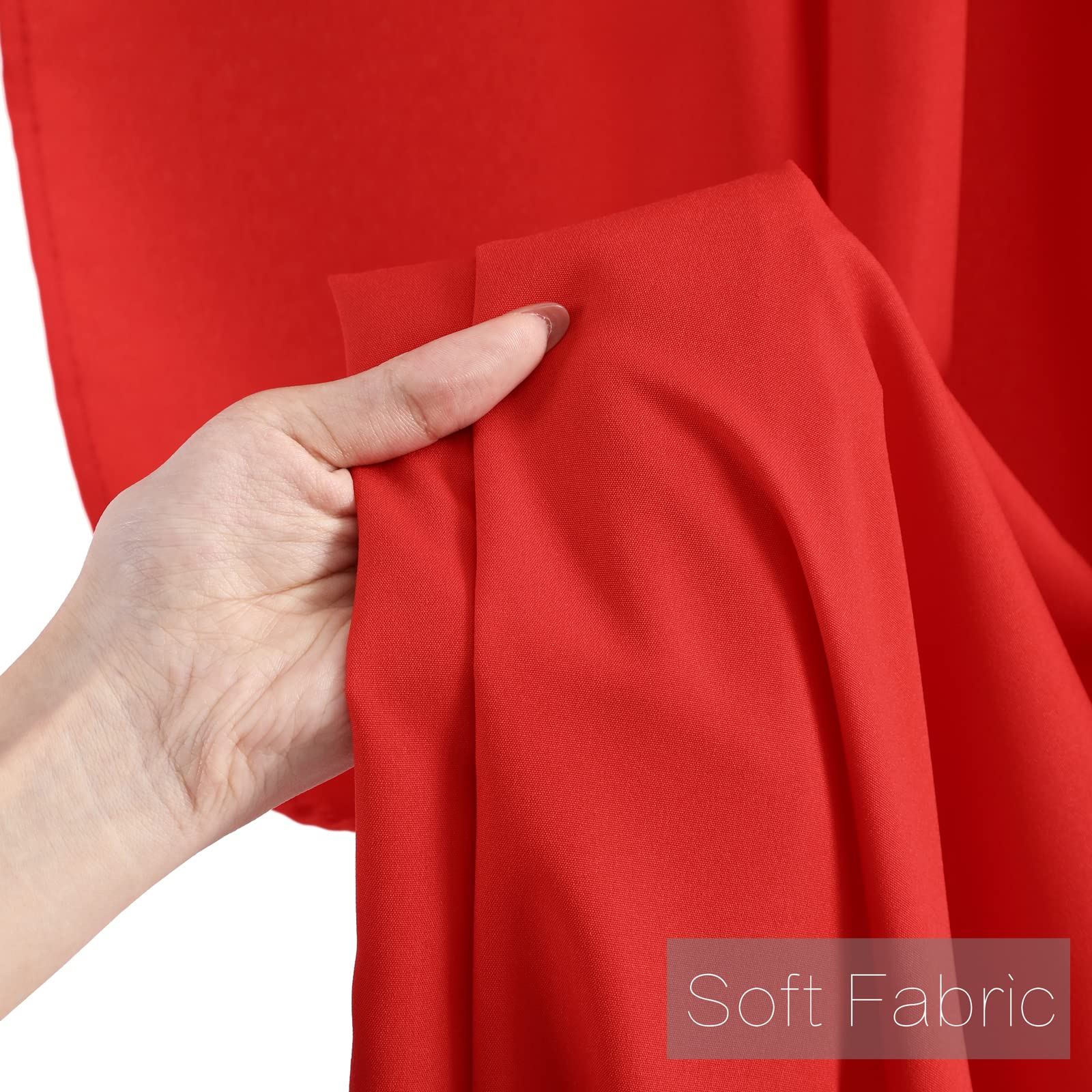 Red Backdrop Curtain 2 Panels 5Ftx10Ft Wedding Photo Background Drapes Wrinkle Free Polyester Fabric For Photography Baby Shower