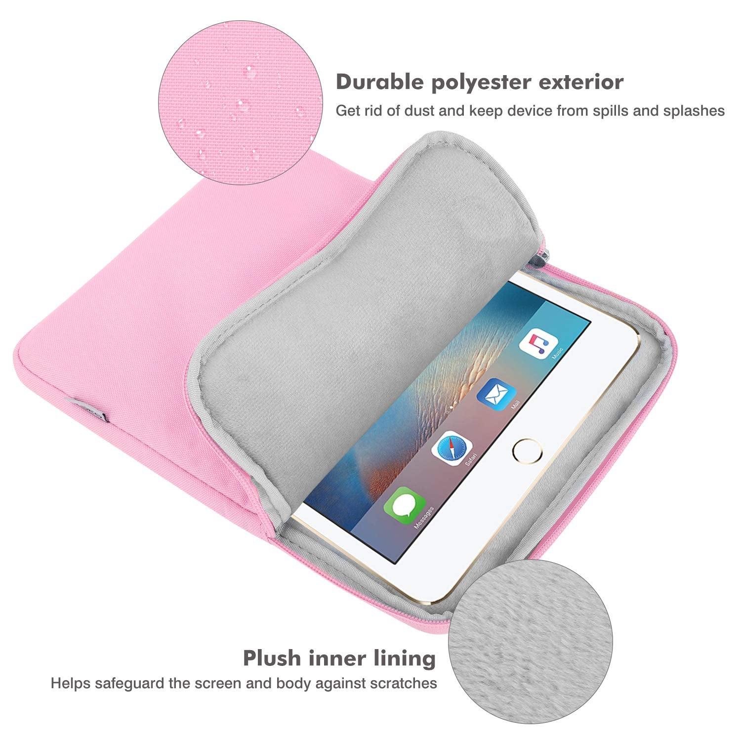 MoKo 9 11 Inch Tablet Sleeve Bag Carrying Case Fits New 11 inch iPad Pro M4/iPad Air M2 2024, iPad Air 5/4/3 10.9'/10.5', iPad Pro 11 M2, iPad 10th 10.9, iPad 9/8th Gen 10.2, Tab S8/S9 11',Pink