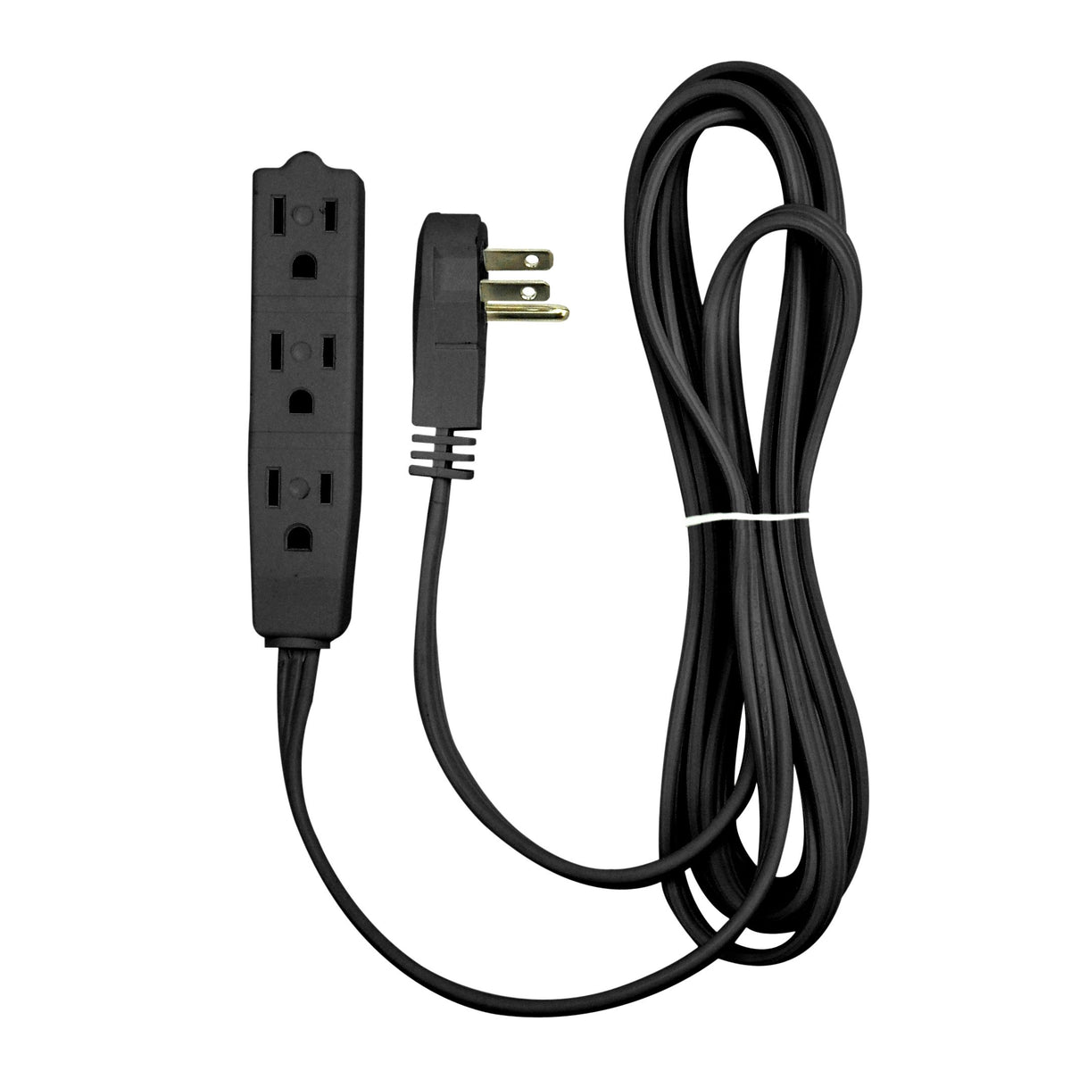 Bindmaster 15 Feet Extension Cord/Wire, 3 Prong Grounded, 3 Outlets, Angled Flat Plug, Black