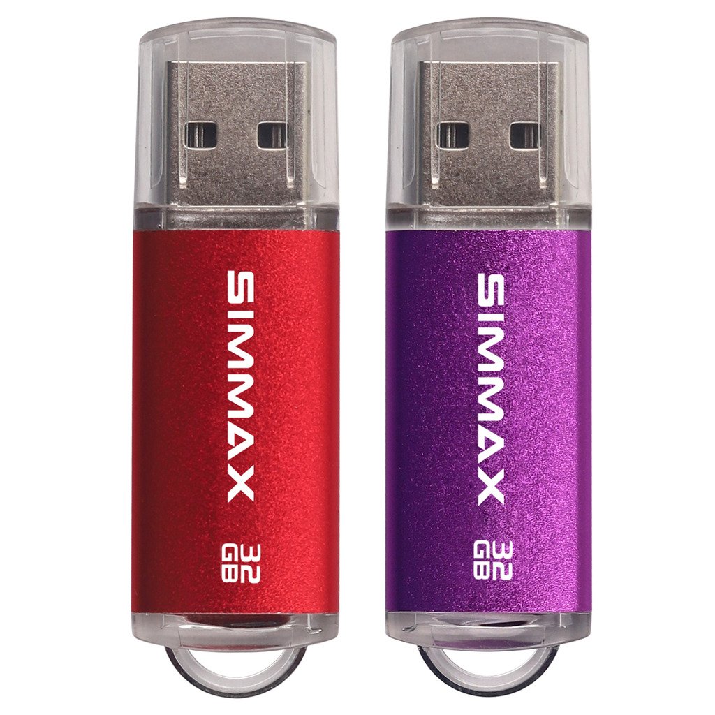 Simmax Flash Drive 2 Pack 32Gb Usb 2.0 Flash Drives Thumb Drive Memory Stick Pen Drive With Led Indicator (Red Purple)
