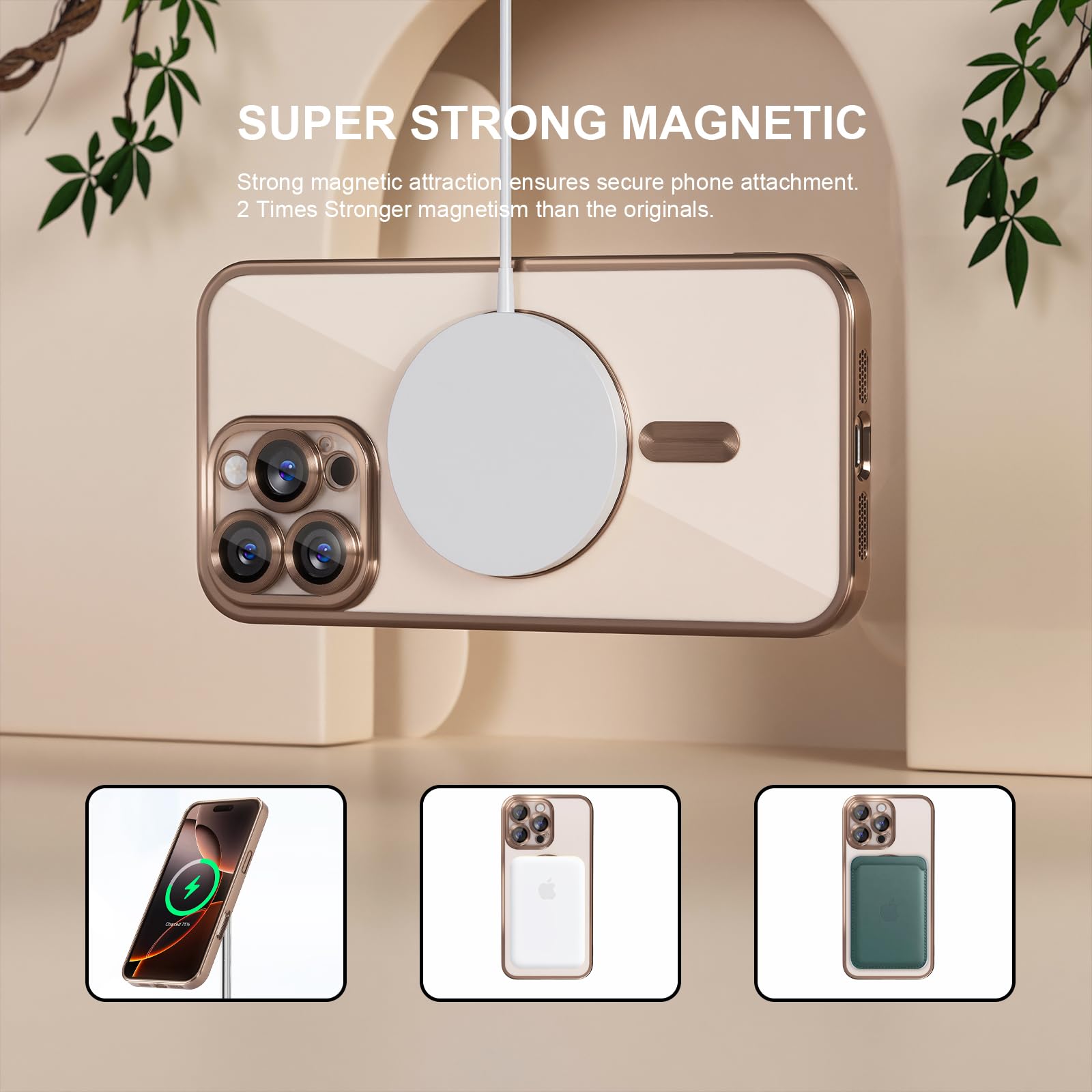 Misea Magnetic For Iphone 16 Pro Case With Magsafe [Never Yellowing] [Military Grade Drop Protection] Full Camera Lens Protector