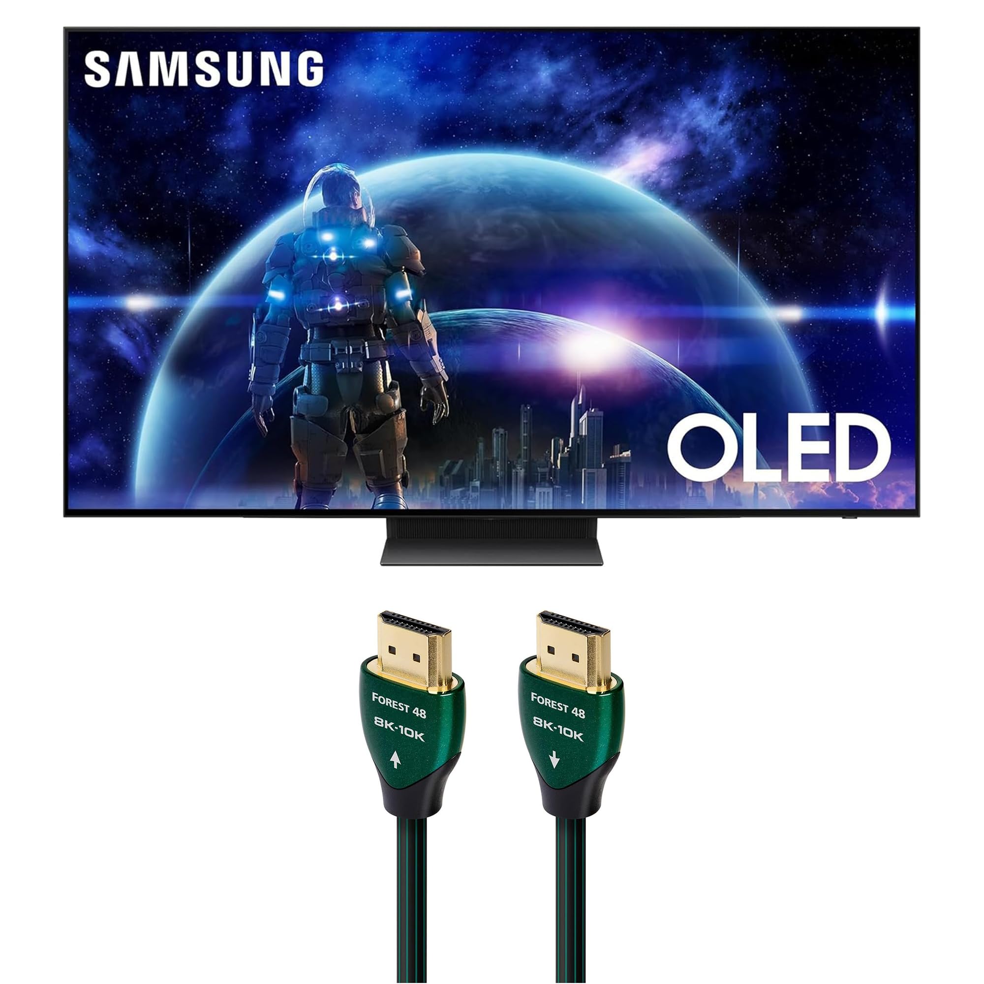 Samsung QN48S90DAEXZA 48 Inch 4K OLED Smart TV with Dolby Atmos and an AudioQuest Forest HDM48FOR225 2.25M 48G 8K-10K HDMI Digit