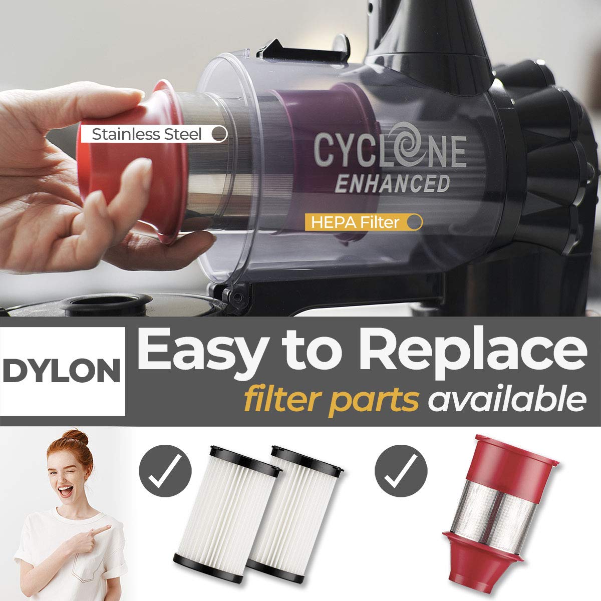 Roomie Tec Dylon Cordless Vacuum Cleaner Up To 25Min 2200Mah Rechargeable Handheld Stick Vacuum Cleaners For Home Pet Hair Floor