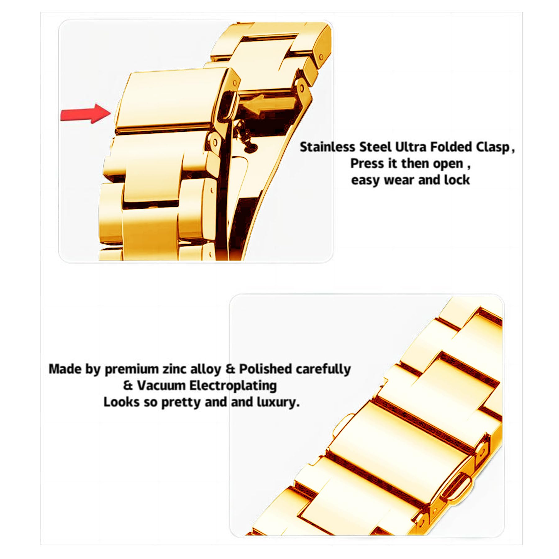 Kolgios 42/44/45Mm Gold Cool Chain Women Metal Smartwatch Band Compatible For Apple Watch Series 7/6/5/Se/4/3/2/1 Man Adjustable