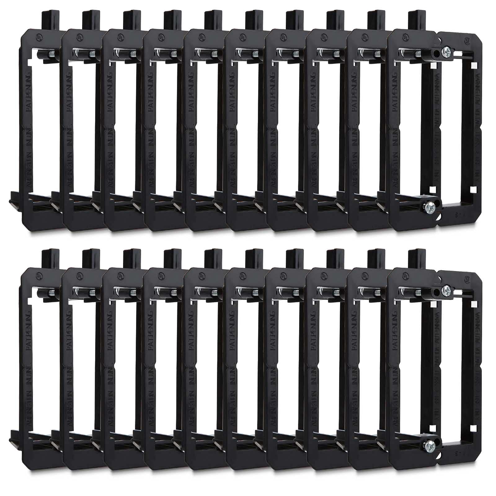 20 Pack Single Gang Low Voltage Mounting Bracket, Flush Mounting Wall Plate, Pass Through Wall Plates For Networking, Hdmi, Coax