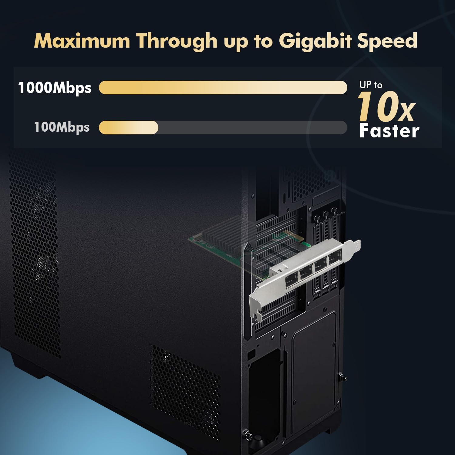 Binardat 4 Port Gigabit Pcie Network Adapter, Realtek Rt8111H Controller 1000/100Mbps Ethernet Lan Nic Card For Windows/Linux/Ma