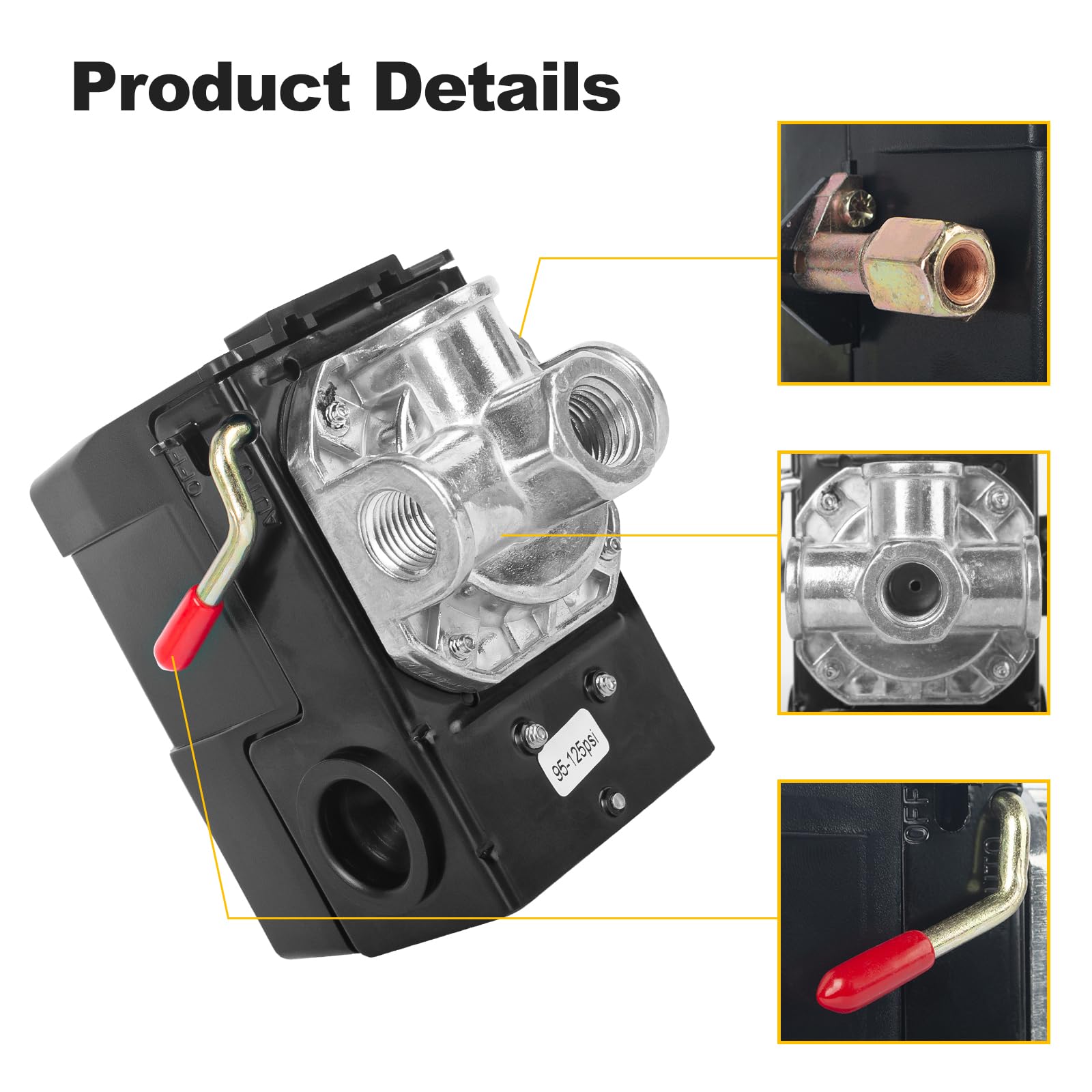 Lf10 4H Air Compressor Pressure Switch Air Compressor Parts 4 Port Air Compressor Pressure Switch Replacement Control Npt1/4 95