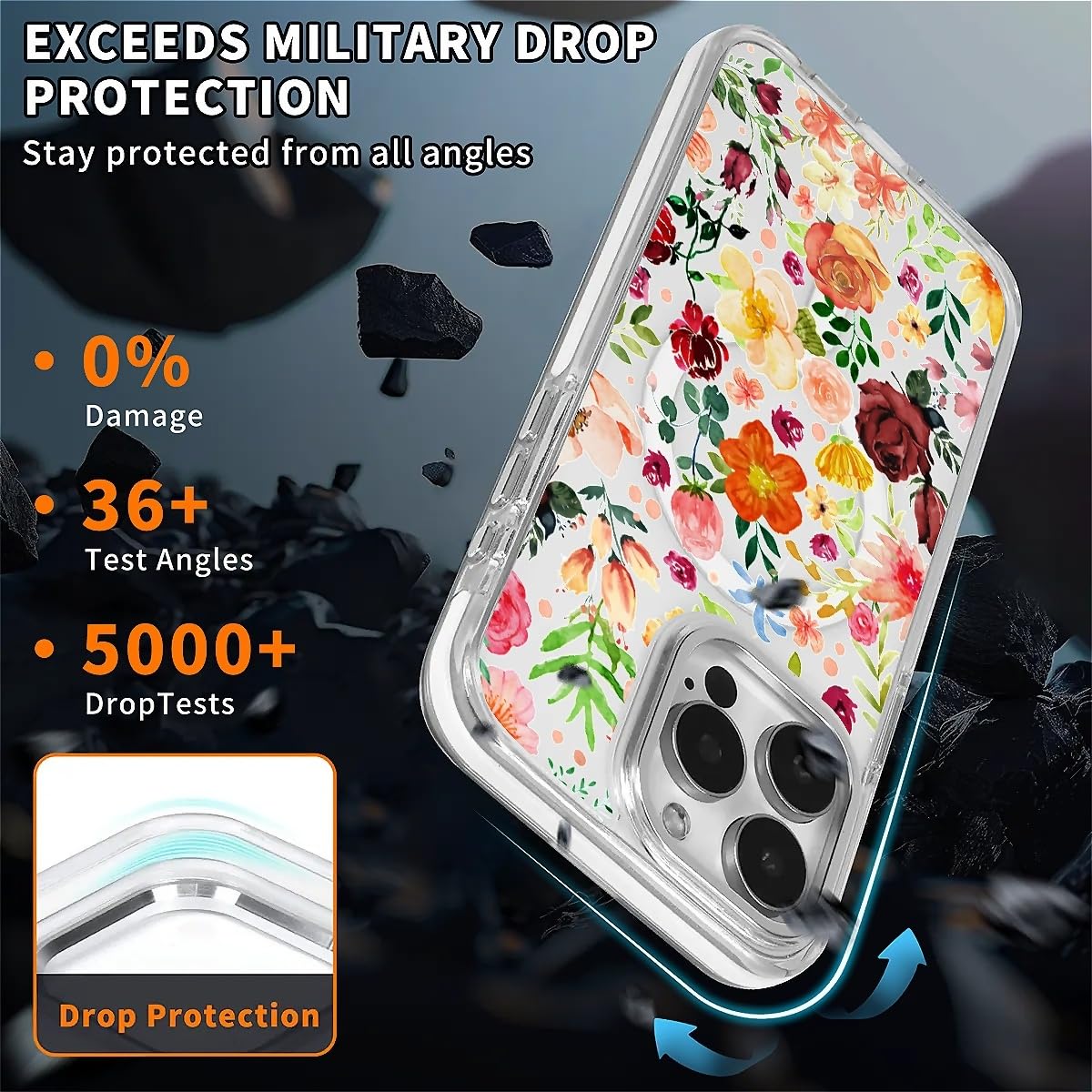 Okbuok For Iphone 15 Pro Max Case [Compatible With Magsafe],Girls Women Clear Magnetic Case Silicone Shockproof Protective Cover
