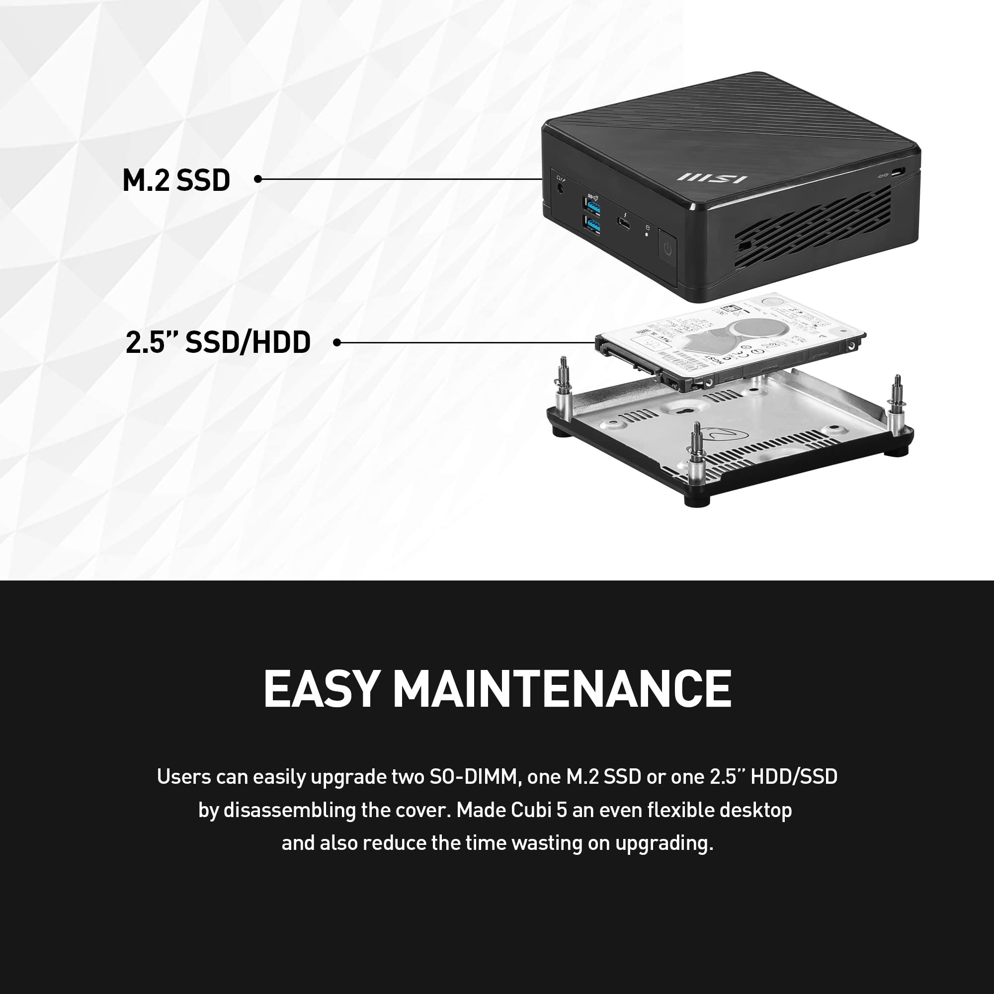 Msi Cubi N Adl Mini Pc: Intel Pentium N200, Wi-Fi, Thunderbolt Type-C, Black, Non-Os/Barebone: Adl-019Bus