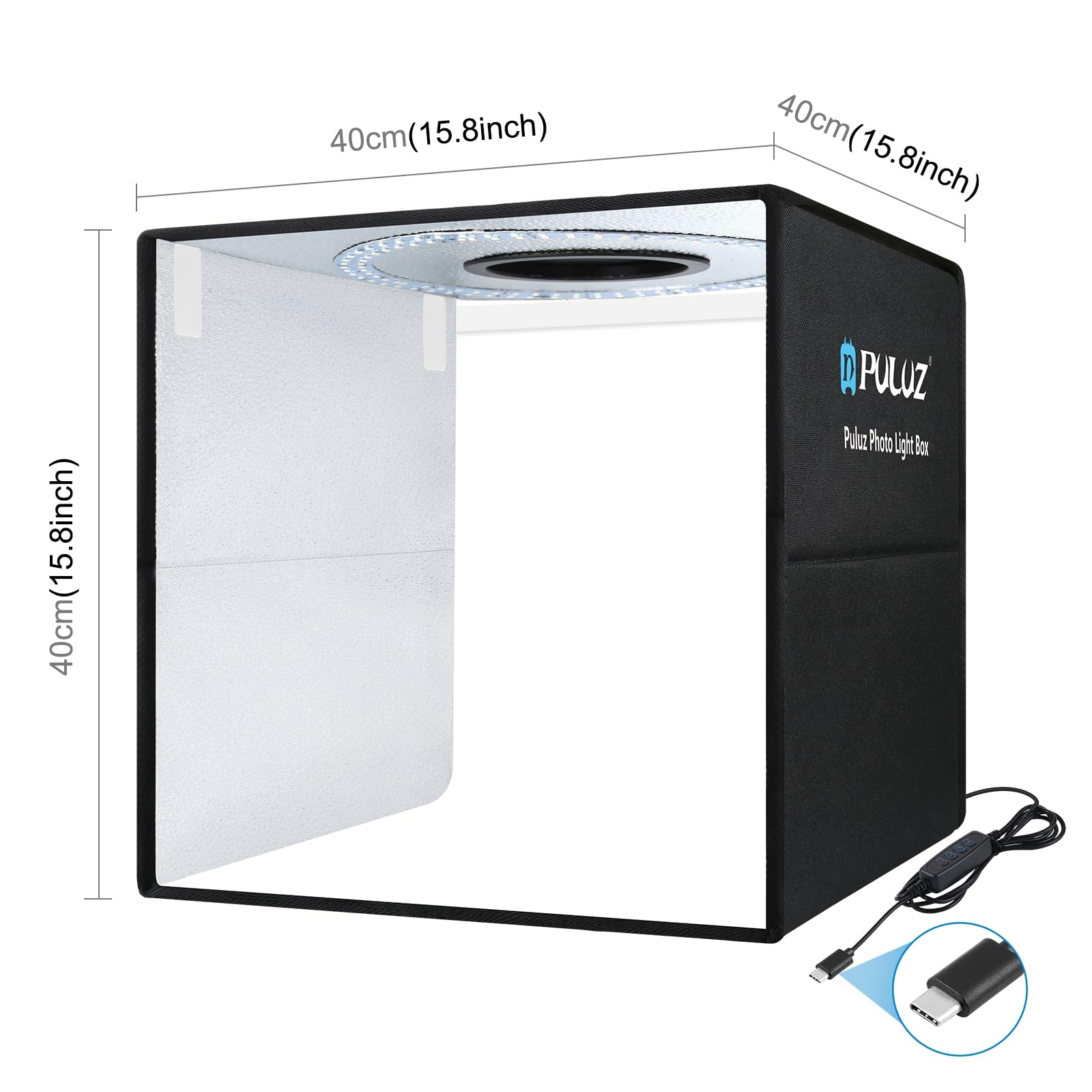 Obest 16''X16''/40Cm Light Box Photography, Portable Photo Studio Box For Small Product Photography, High Cri>95 6500K 20W With