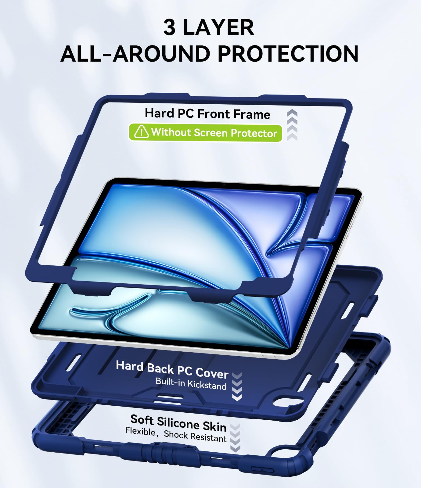 Okp Case For New Ipad Air 13 Inch M3 (2025), For Ipad Air 13-Inch M2 (2024), Heavy Duty Shockproof Rugged Ipad Air 13   Protec