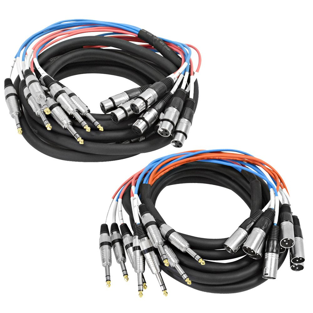 Seismic Audio - SAXT-8x15_MF - 8 Channel 15 Foot 1/4 Inch TRS to XLR Male and XLR Female Snake Cable Bundle