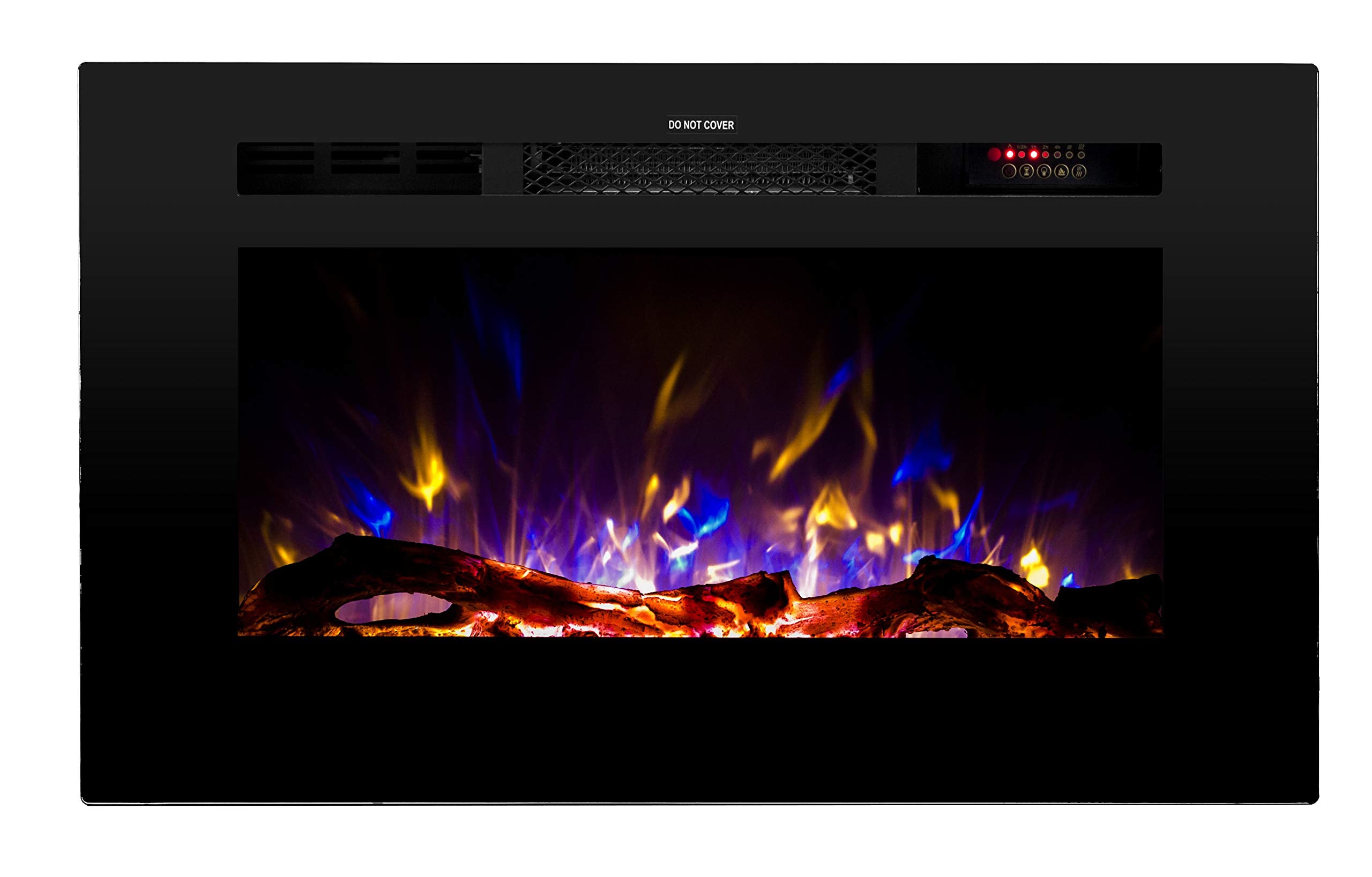 Touchstone Smart Electric Fireplace The Sideline 28 Inch Wide In Wall Recessed 30 Realistic Ember Color/Flame Options 1500W Heat