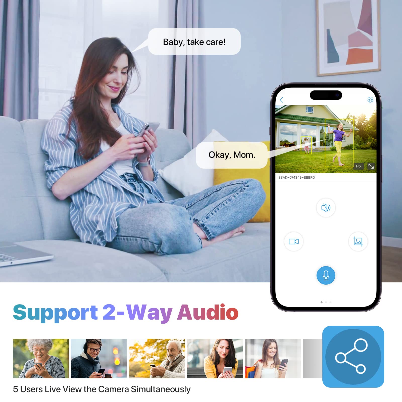 Sv3C Ptz Security Camera Outdoor Wifi Dome Camera Indoor 5Mp With Auto Tracking Infrared Night Vision 2 Way Audio Motion Detecti