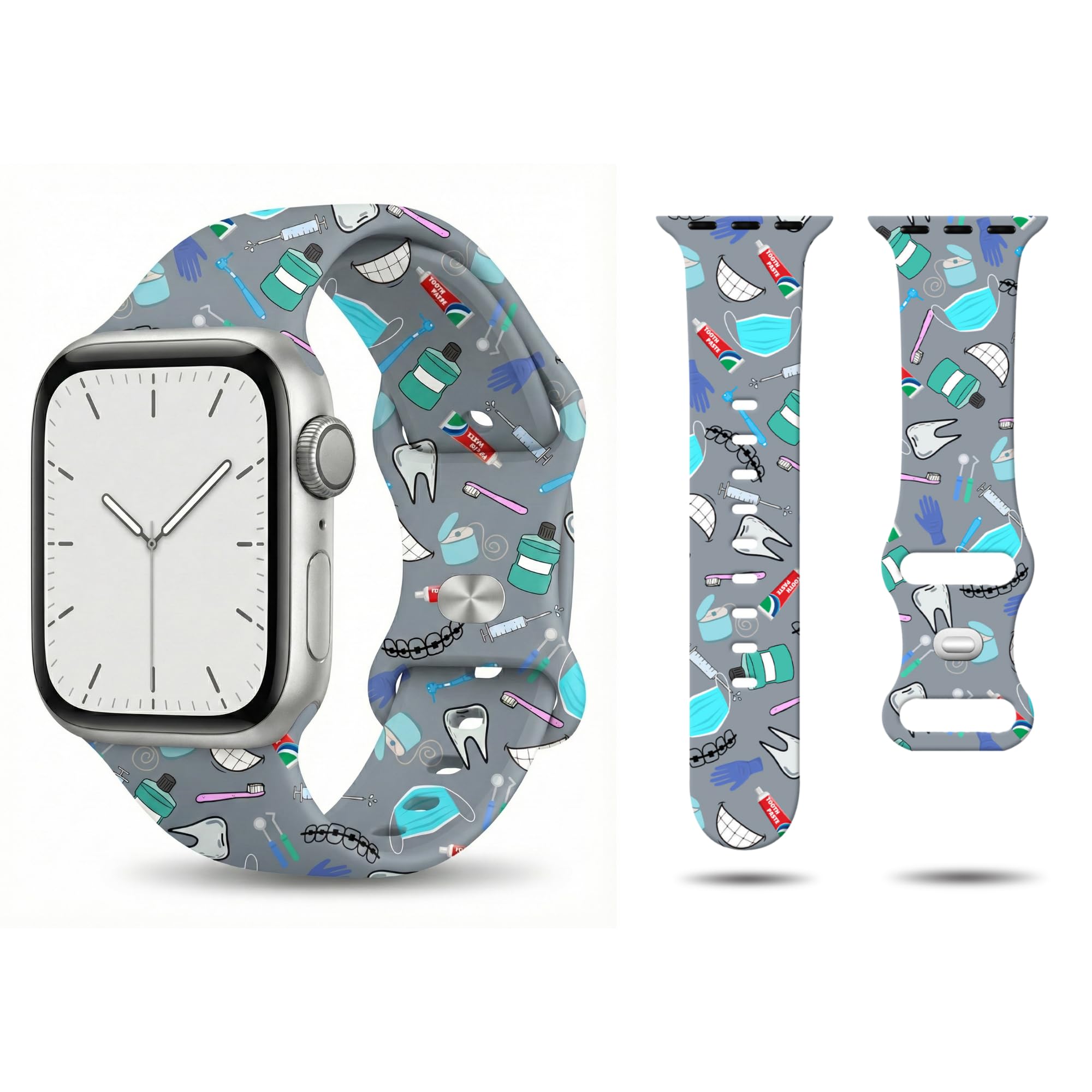 EmoBands Silicone Sport Watchband Compatible with Apple Watch (38/40/41 M/L, Dental)