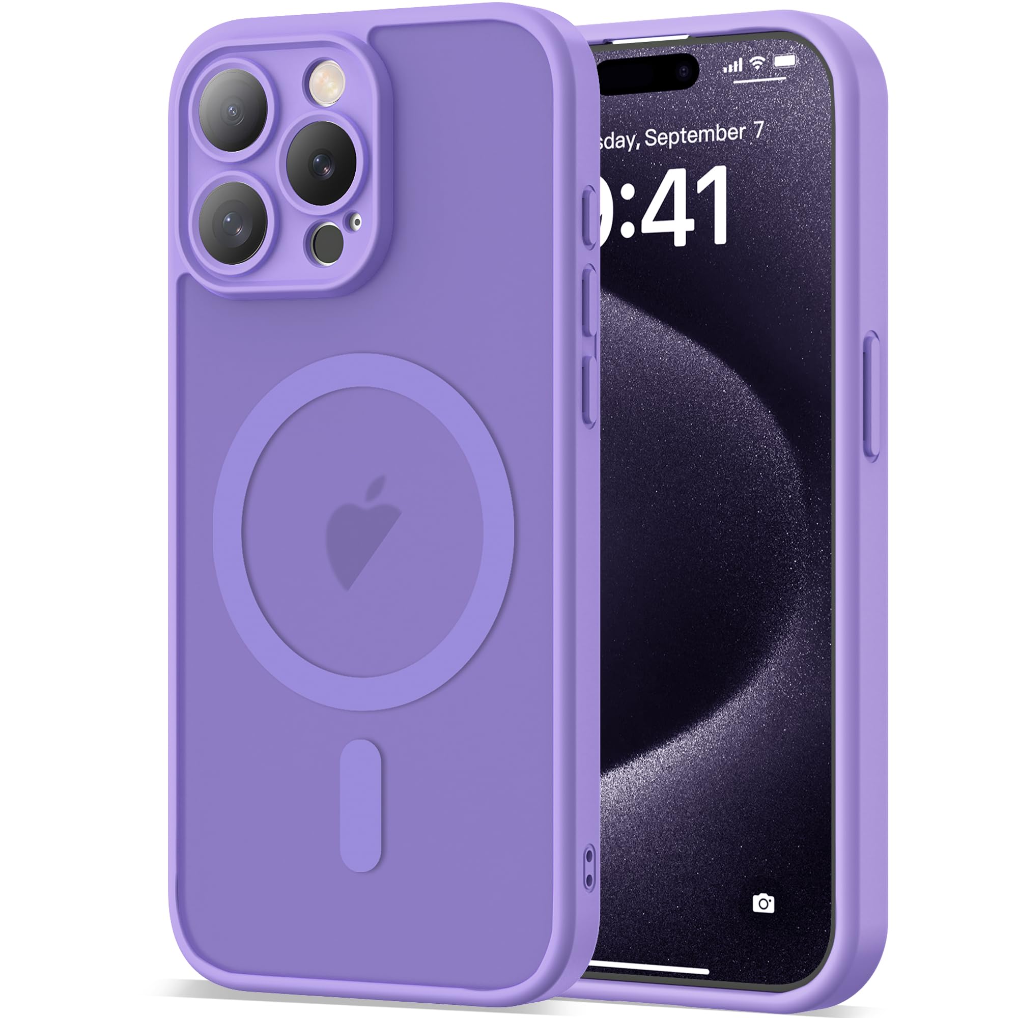 YEMORAN Compatible with iPhone 15 Pro Max Case 6.7 [Compatible with Mag-Safe][Full Camera Protection] Magnetic Matte Translucent