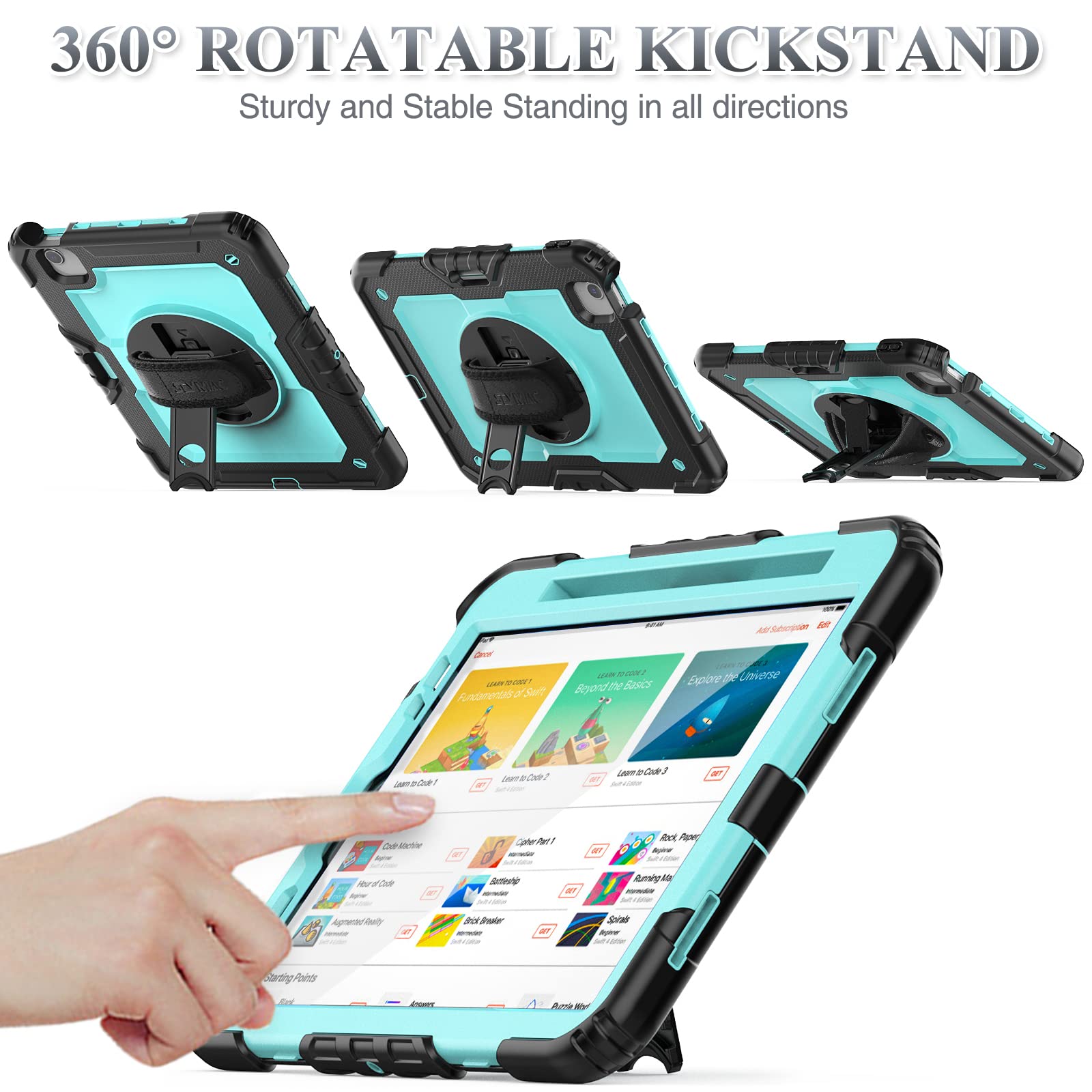 Seymac Stock Case For Ipad Air 5Th/4Th Generation/Pro 11 (4Th/3Rd/2Nd) With Screen Protector Pen Holder, 360 Rotate Hand Strap/S