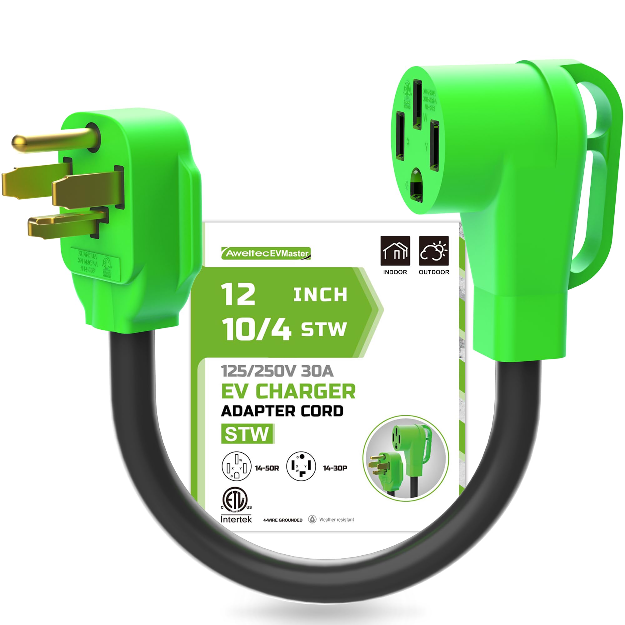 Evmaster Nema 14 30P To 14 50R Ev Charger Adapter Cord,4 Prong Outlets With Grip Handle,Compatible With Ev And Dryer Use, 250 Vo