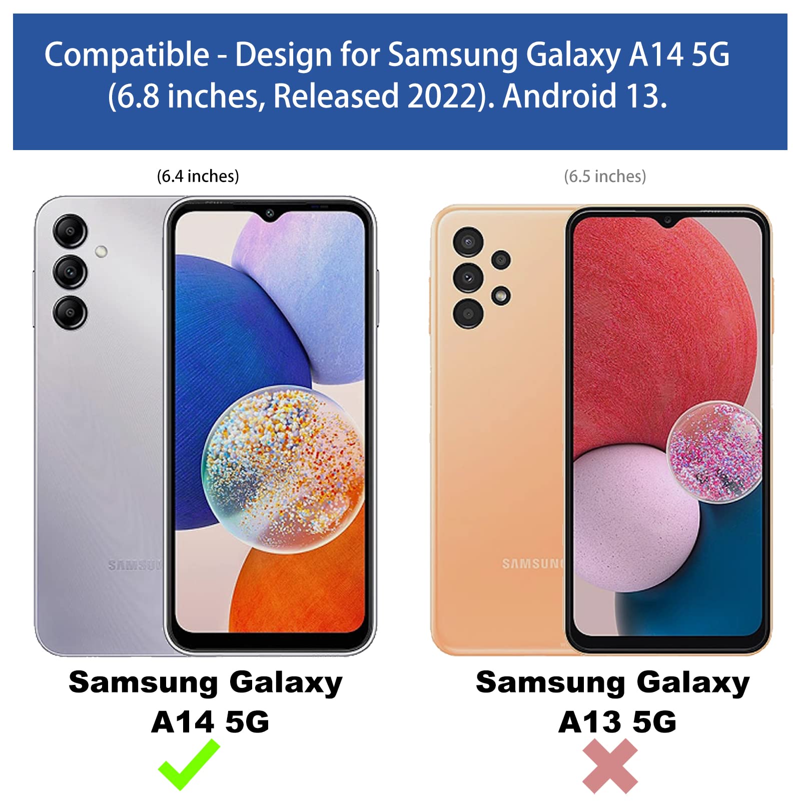 Ailiber For Samsung Galaxy A14 5G Case, Galaxy A14 5G Phone Case Holster With Screen Protector, Swivel Belt Clip, Kickstand Hold