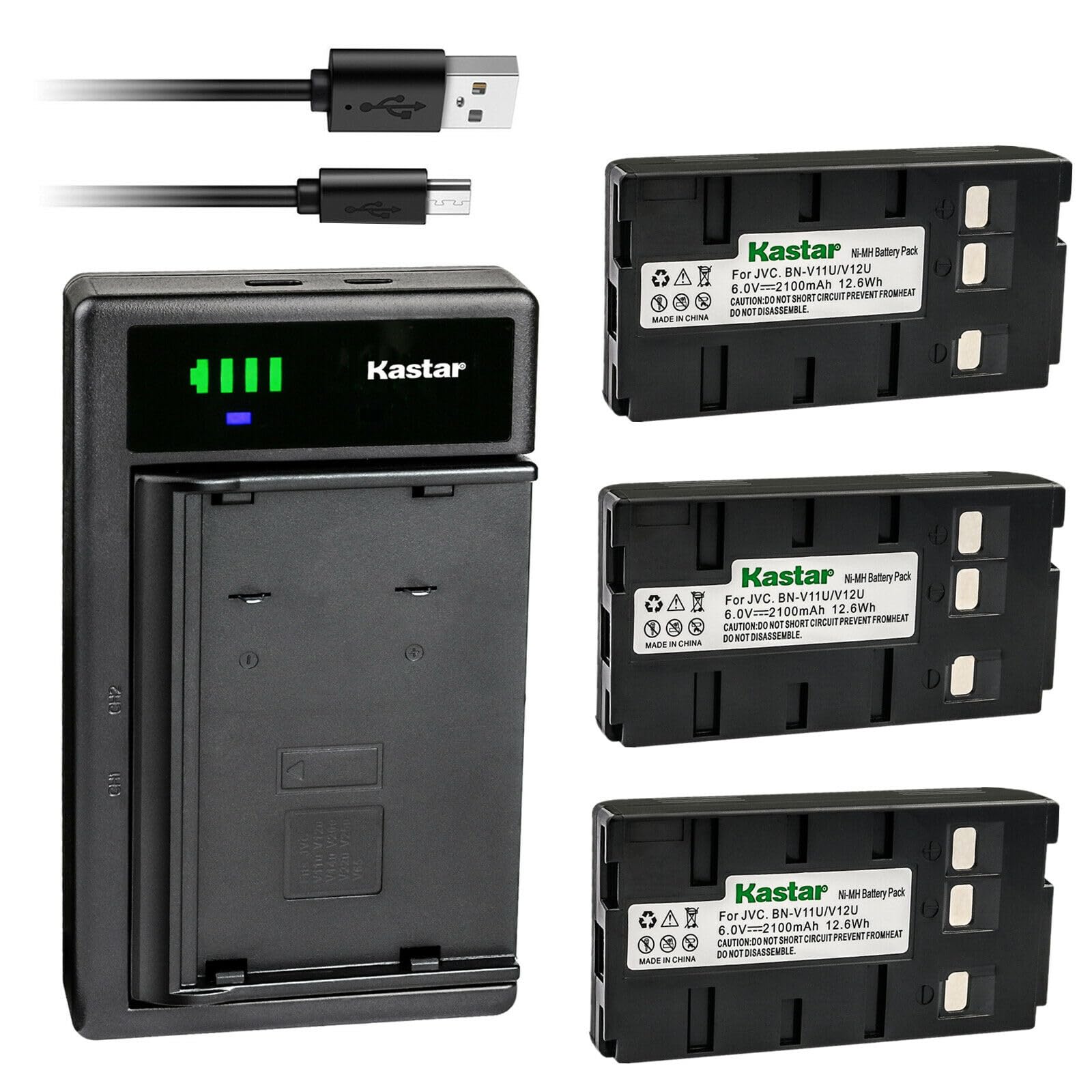 Kastar 3-Pack Battery and Smart USB Charger Replacement for Panasonic BP-12 BP-15 BP-17 BP-18 HHR-V20A/1B HHR-V214A/K HHR-V40A/1