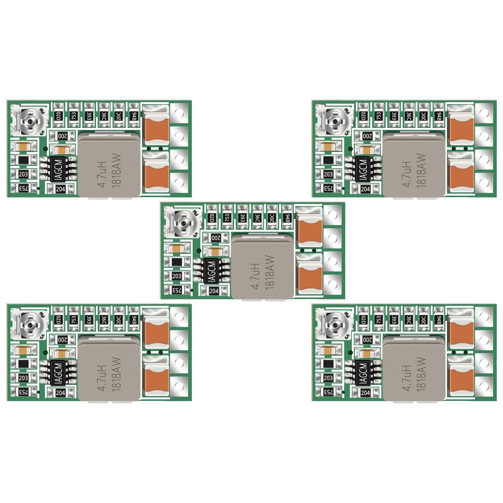 Drok 5V Regulator, 5Pcs Mini Voltage Reducer Dc 4.5 24V 12V 24V Step Down To 5V Buck Converter Board 3A Volt Step Down Transform