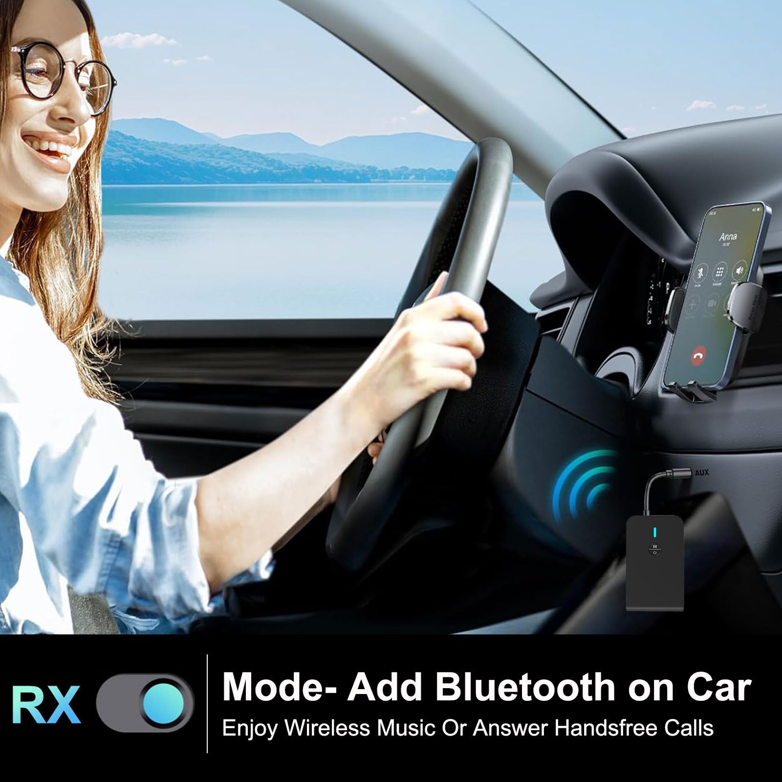 Bluetooth Transmitter For Tv Pc, 2 In 1 Bluetooth Audio Adapter Music Receiver (3.5Mm Jack Cable, Low Latency,Built In Microphon