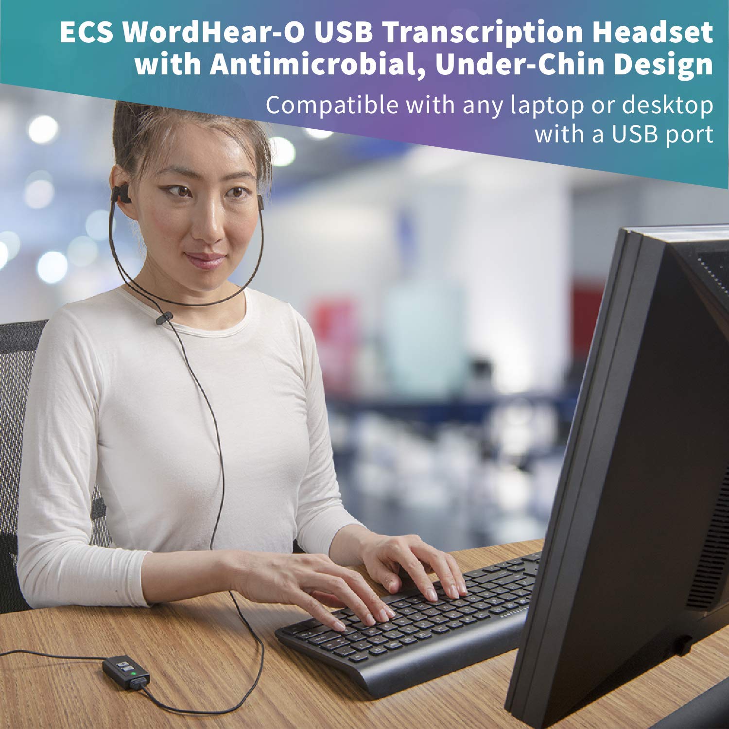 Ecs Wordhear O Usb Transcription Headset With Under Chin Design