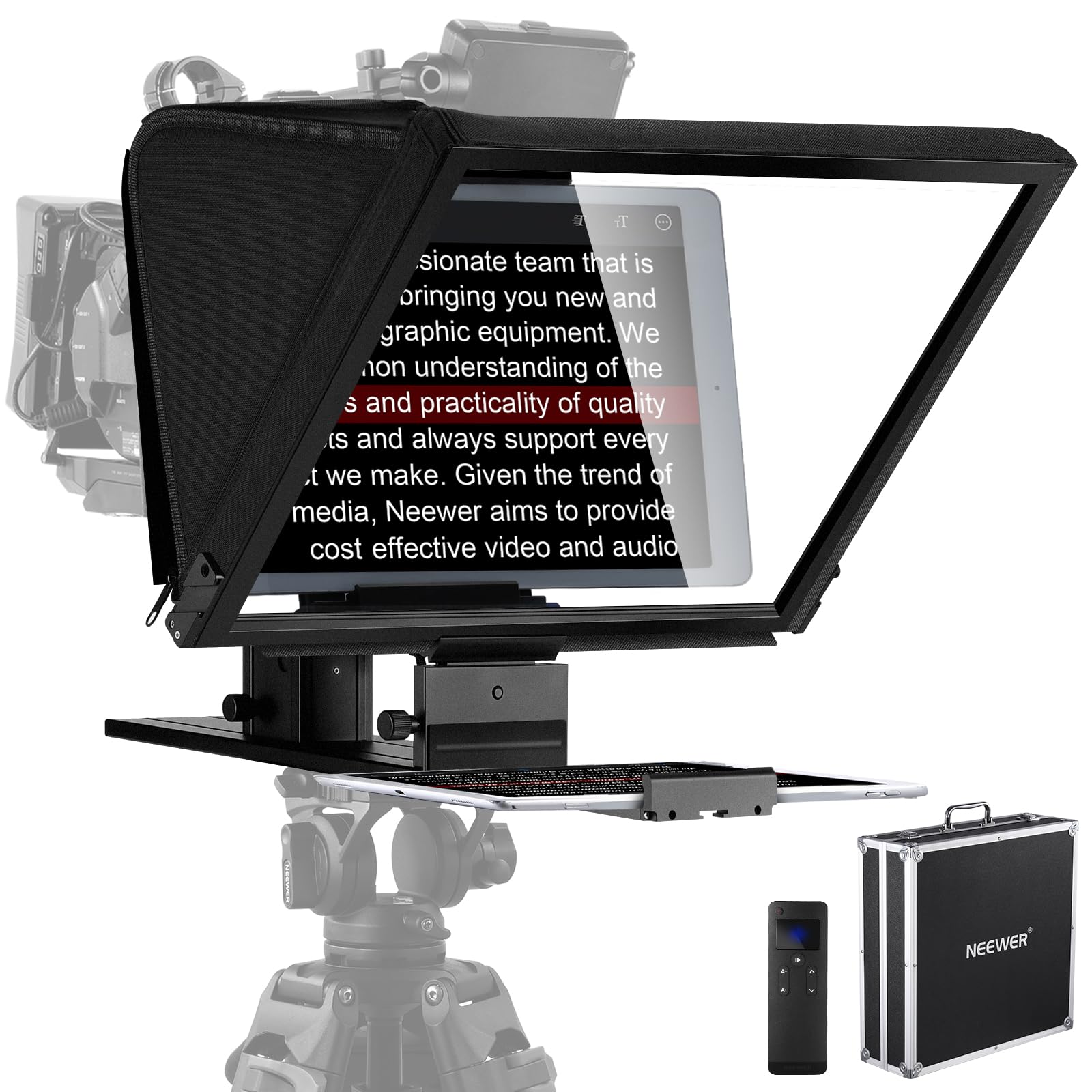 Neewer Teleprompter X16 With Rt113 Remote & App Control, 16'' Beamsplitter, Aluminum Alloy Foldable Design, Qr Plate Compatible