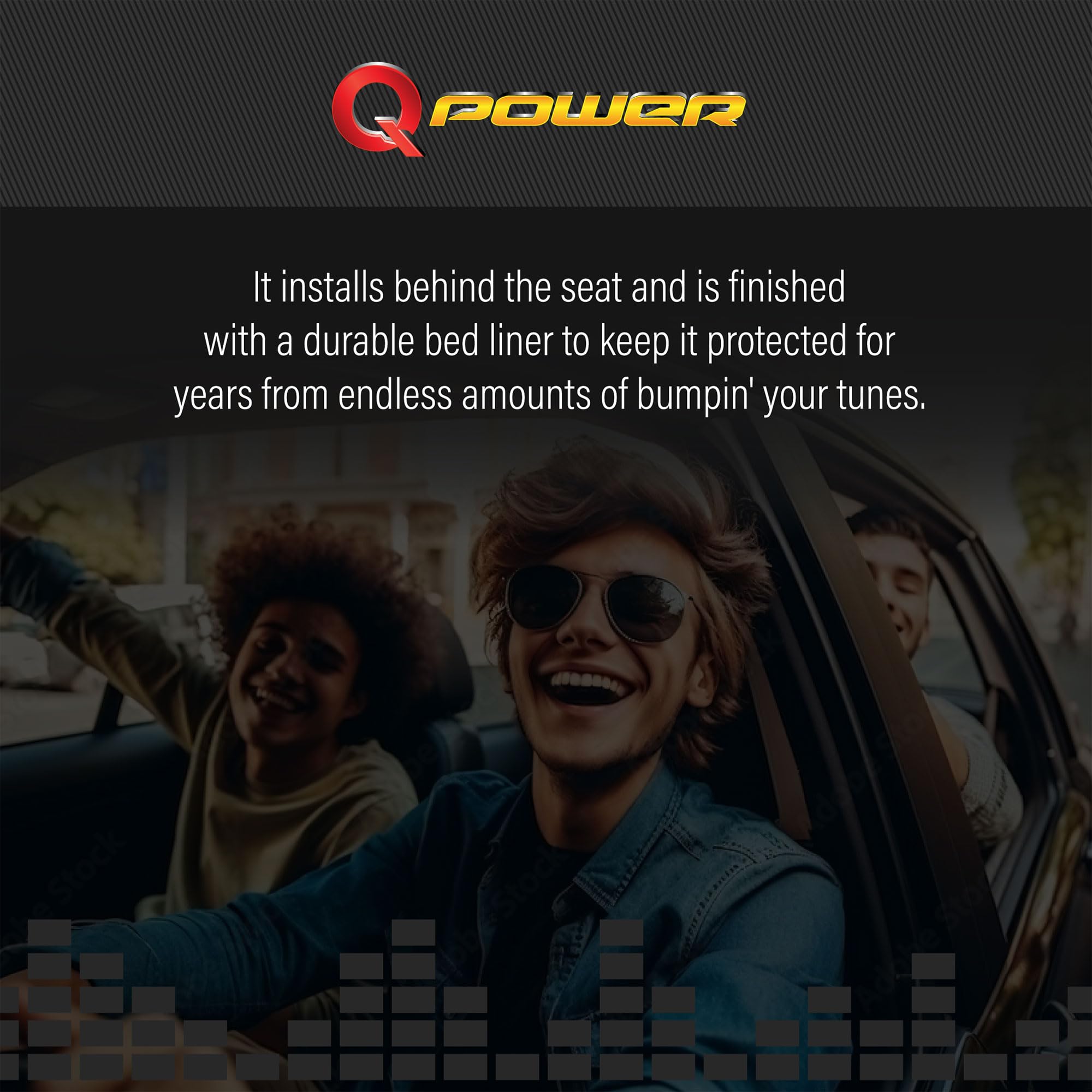 Q Power Easy To Install Durable 8 Inches By 11.25 Inches Dual Port Empty Subwoofer Enclosure Box With Underseat Down Fire And Loud Bass