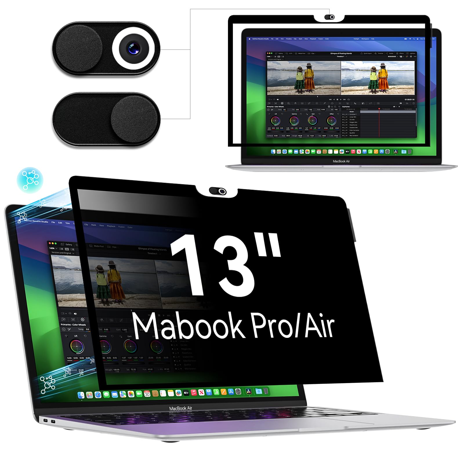 Privacy Screen Macbook Pro 13 Inch(2016 2022, M1, M2)/Macbook Air 13 In(2018 2021,M1),Easy On/Off Removable Anti Glare Blue Ligh