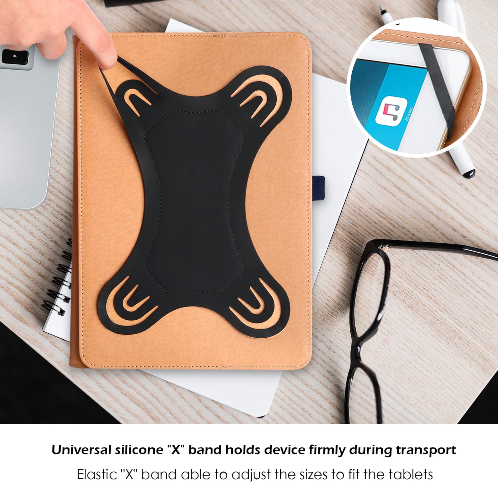 Procase 9' 10.1' Inch Universal Tablet Case With 360 Degree Rotatable Kickstand, Protective Cover Stand Folio Case For 9 10 10.1 Inch Android Touchscreen Tablet Multiple Viewing Angles  Navy