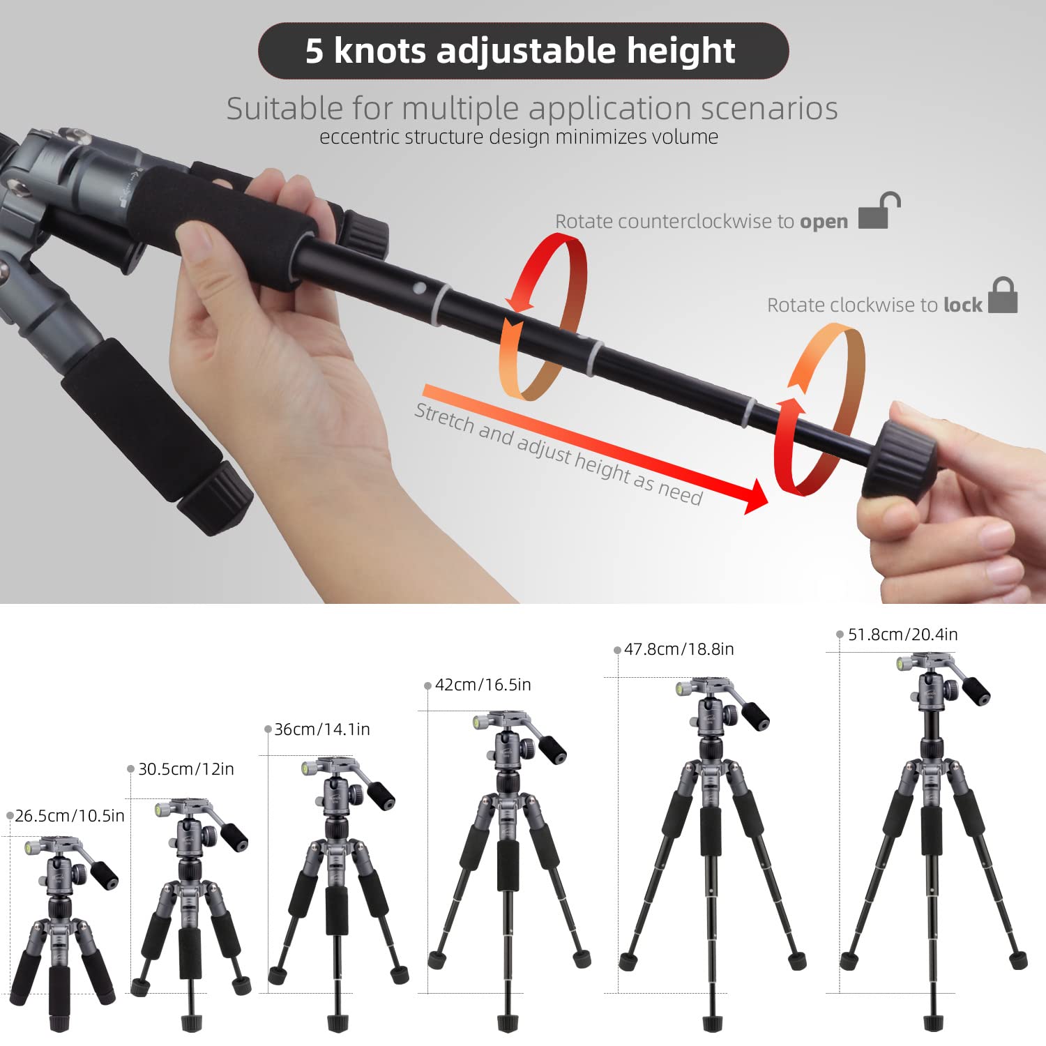 Glorich Portable Tabletop 20� Mini Tripod With 360 Degree Ball Head, Aluminum Alloy Small Travel Desktop Tripod Max Load 13 Lbs Compatible With Dslr Camera Sony Canon Nikon Video Camcorder Phones