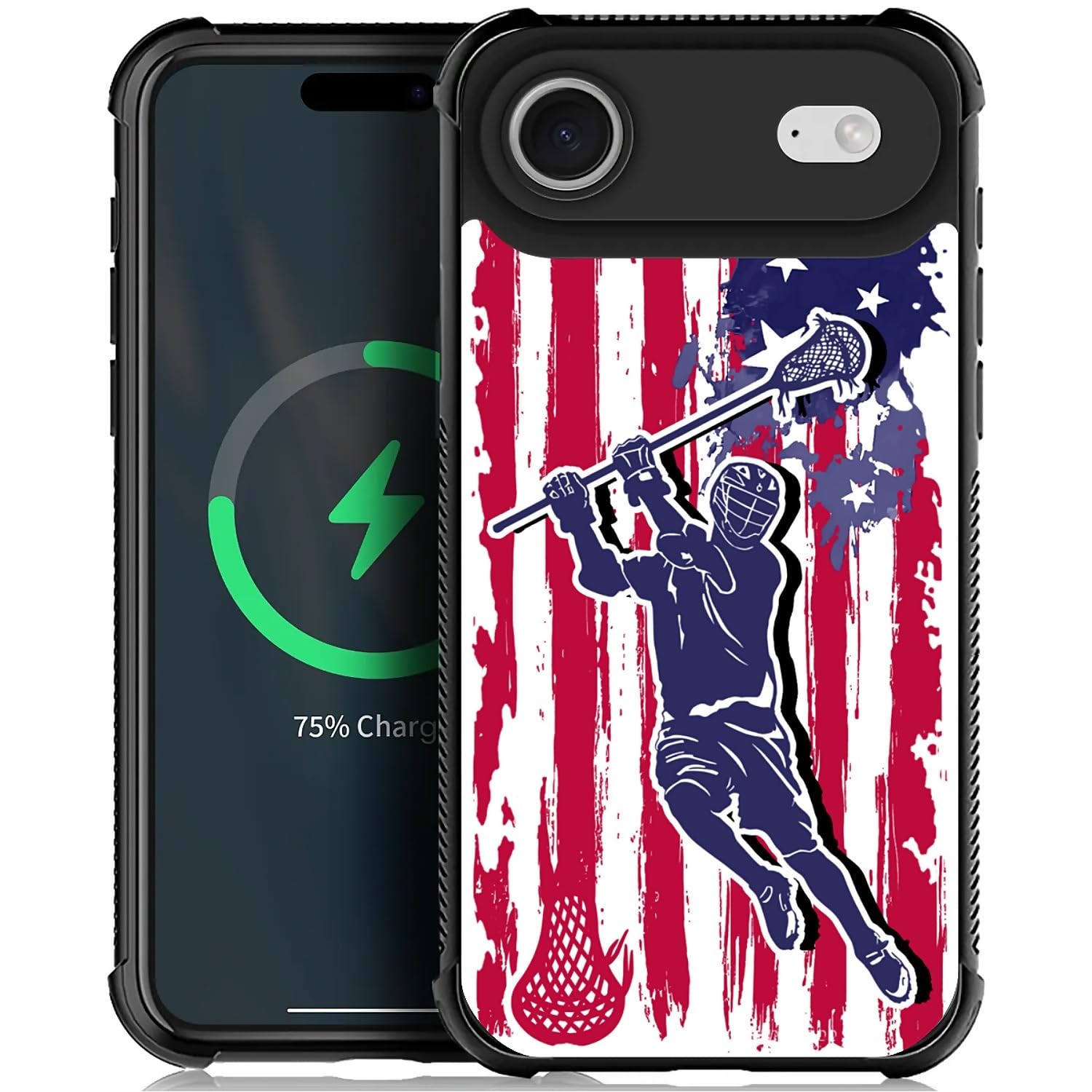 Deaorew for iPhone 17 Air Case | Compatible with MagSafe | Classic Slim Cover Design | Lacrosse American Flag