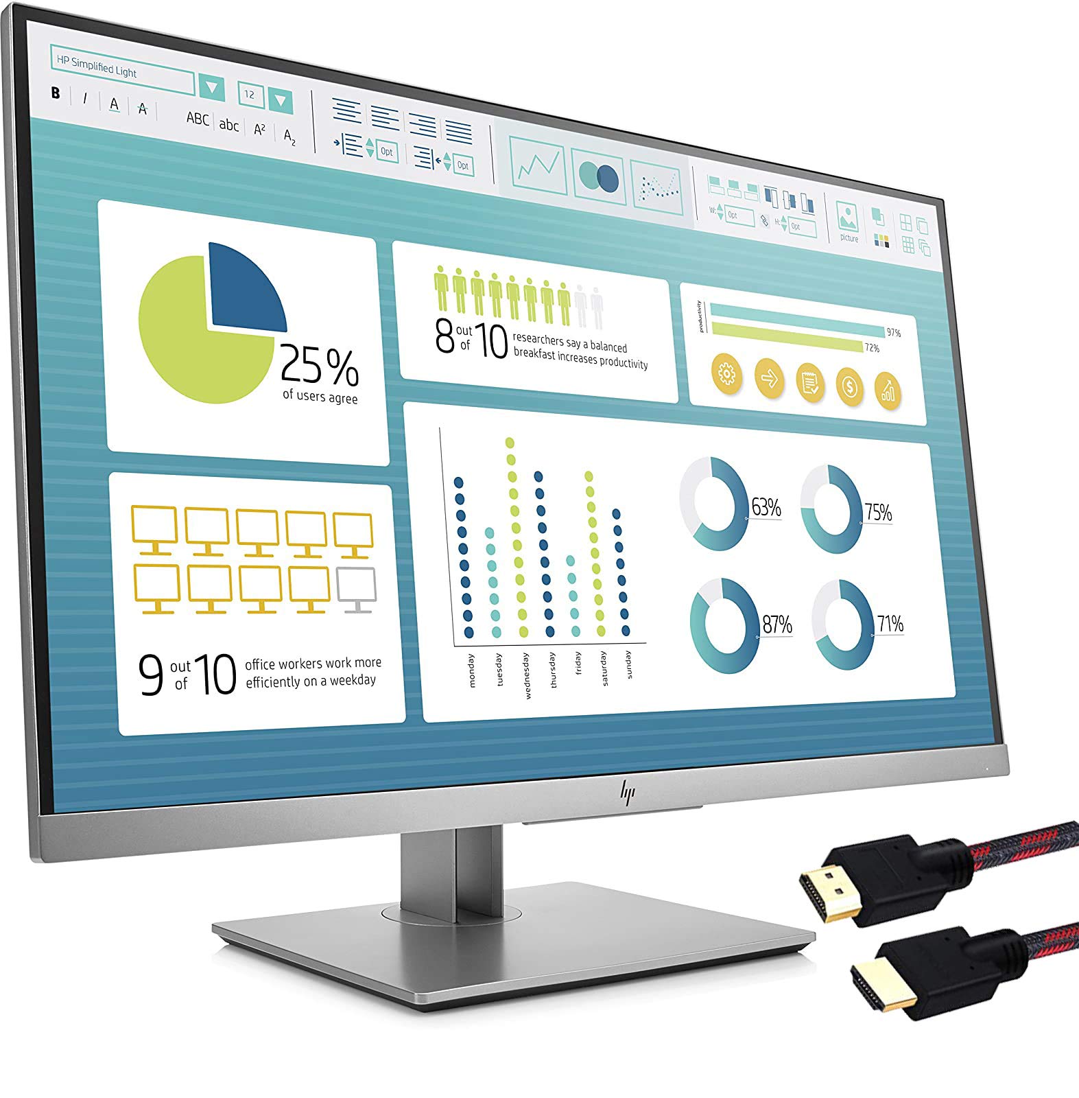 Hp Elitedisplay E273 27 Inch 4-Way Adjustabile Monitor (1Fh50A8#Aba) - (1920 X 1080) Full Hd - (1X Displayport 1.2, 1X Hdmi, 1X 