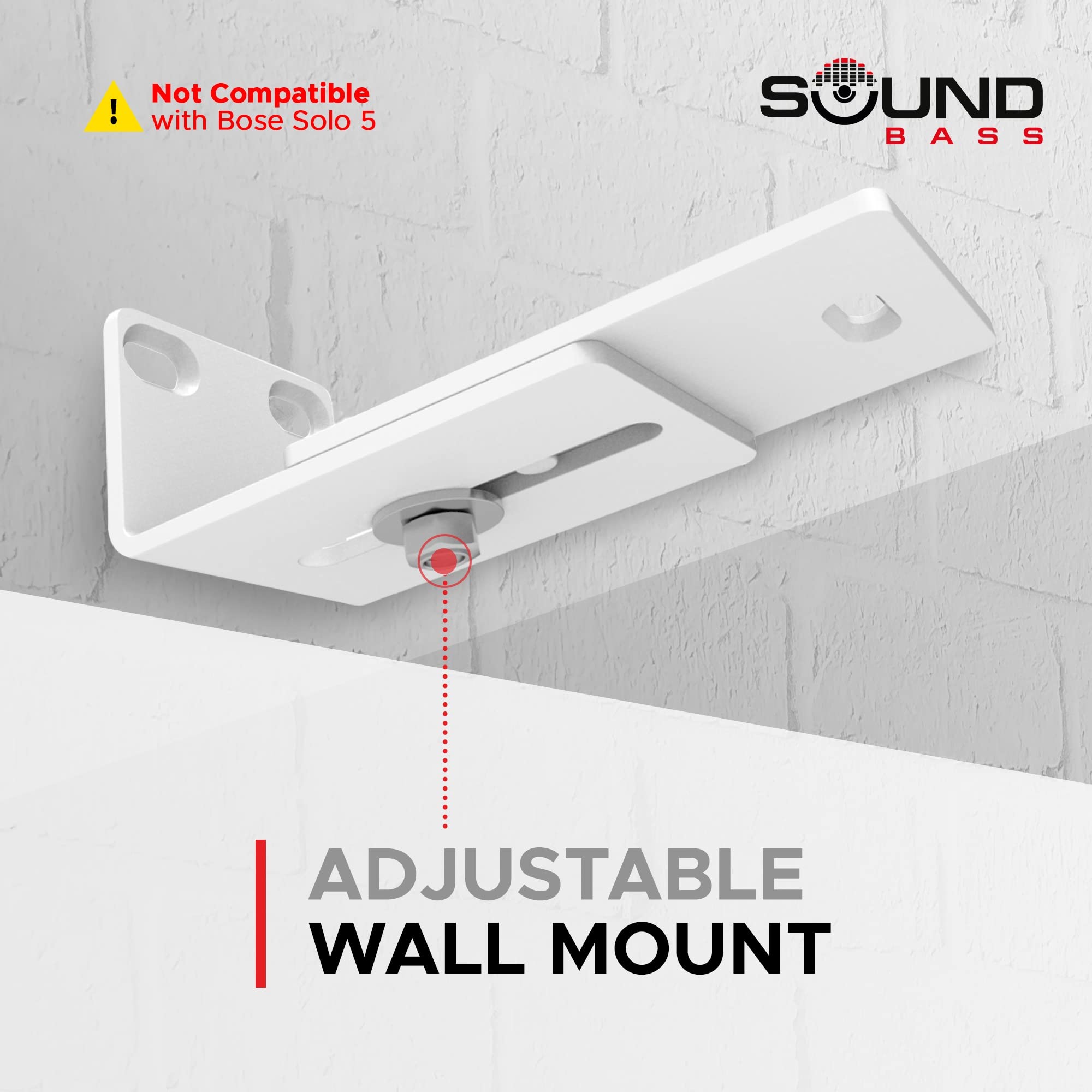 Soundbar 300/500/550/600/700/900/Ultra, Tv Speaker & Soundtouch 300 White Adjustable Wall Mount Kit, White, For Bose Sound Bar S