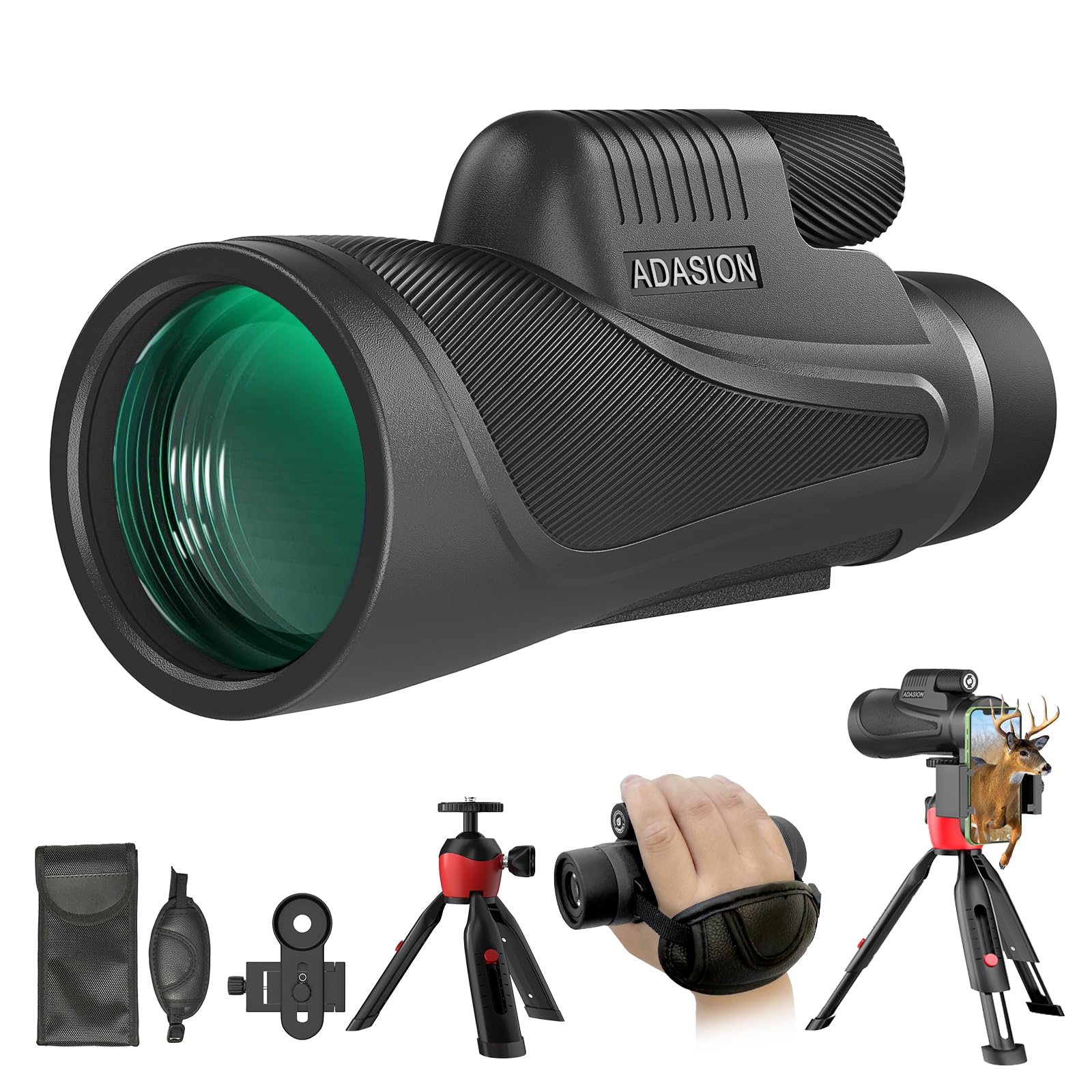 15x56 HD Monocular Telescope High Powered for Adults with Smartphone Adapter, High Powered Monocular Scope with Clear Low Light