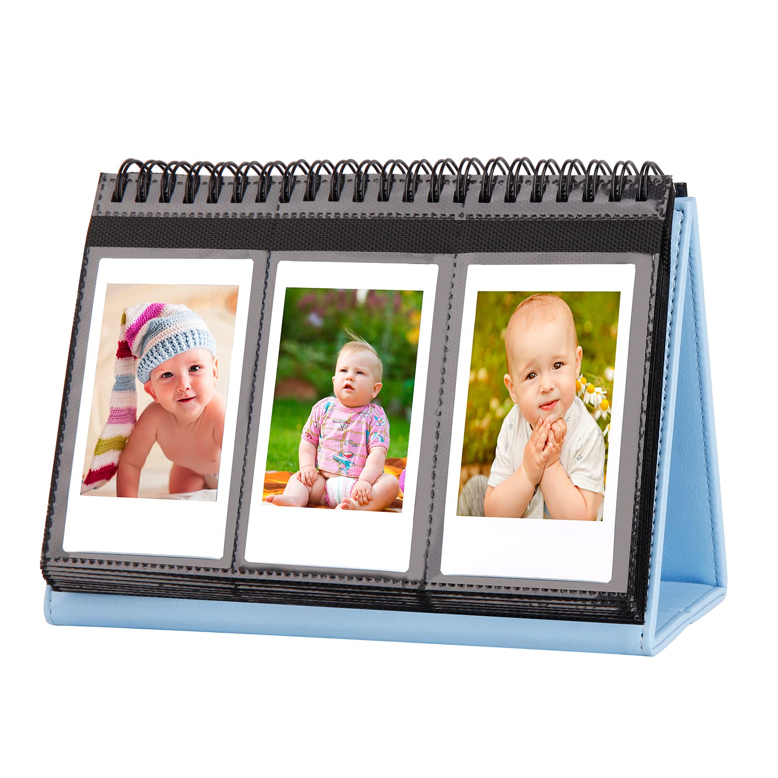 Mini Photo Album For Fujifilm Instax Mini Camera, 96 Pockets Photo Album For Polaroid, Leather Desktop Display Album For Instax Mini 12 11 9 40 8 7 Evo Liplay Instant Camera, 2X3 Photo Album (Blue)