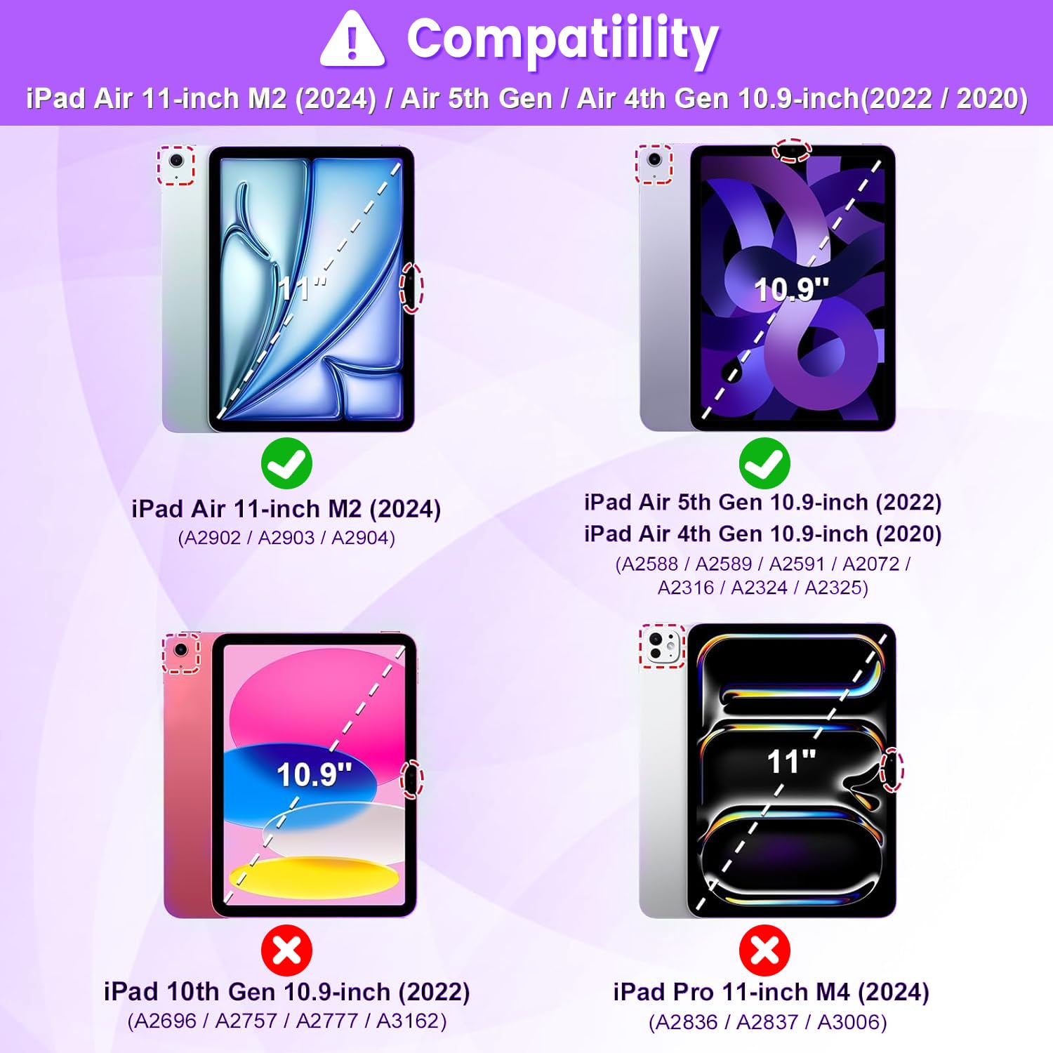 Ccmao For Ipad Air 11 Inch Case 2024 Released, Ipad Air 5Th / 4Th Generation Case 10.9 Inch With Pencil Holder And Kickstand, He