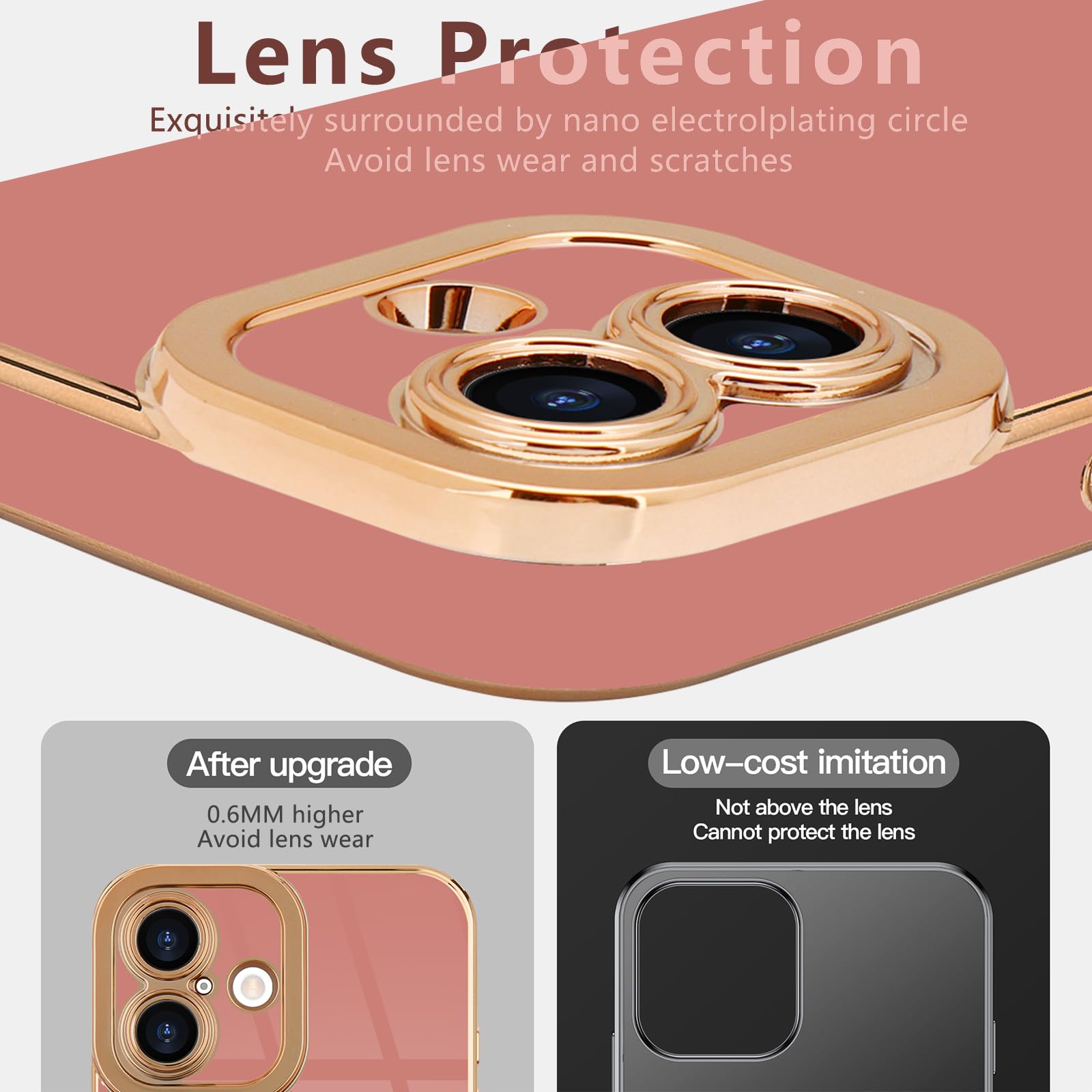 Lafunda Designed For Iphone 16 Plus Case Cute, Luxury Classy Plating For Women Girls Gold Edge Soft Tpu Bumper Cover With Camera