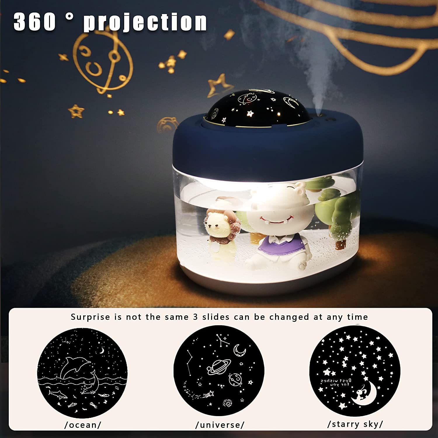 Hmluesr Baby Cool Mist Humidifiers For Bedroom Quiet   16.91 Oz Small Humidifiers For Home With Night Light & Star Projector For