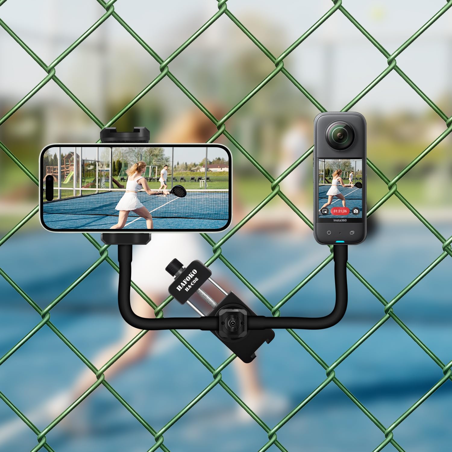 Baseball Dual Fence Mount Compatible For Gopro Phone Dual-Camera Fence Holder For Mevo Start Game Changer Mounting Kit For Dji A