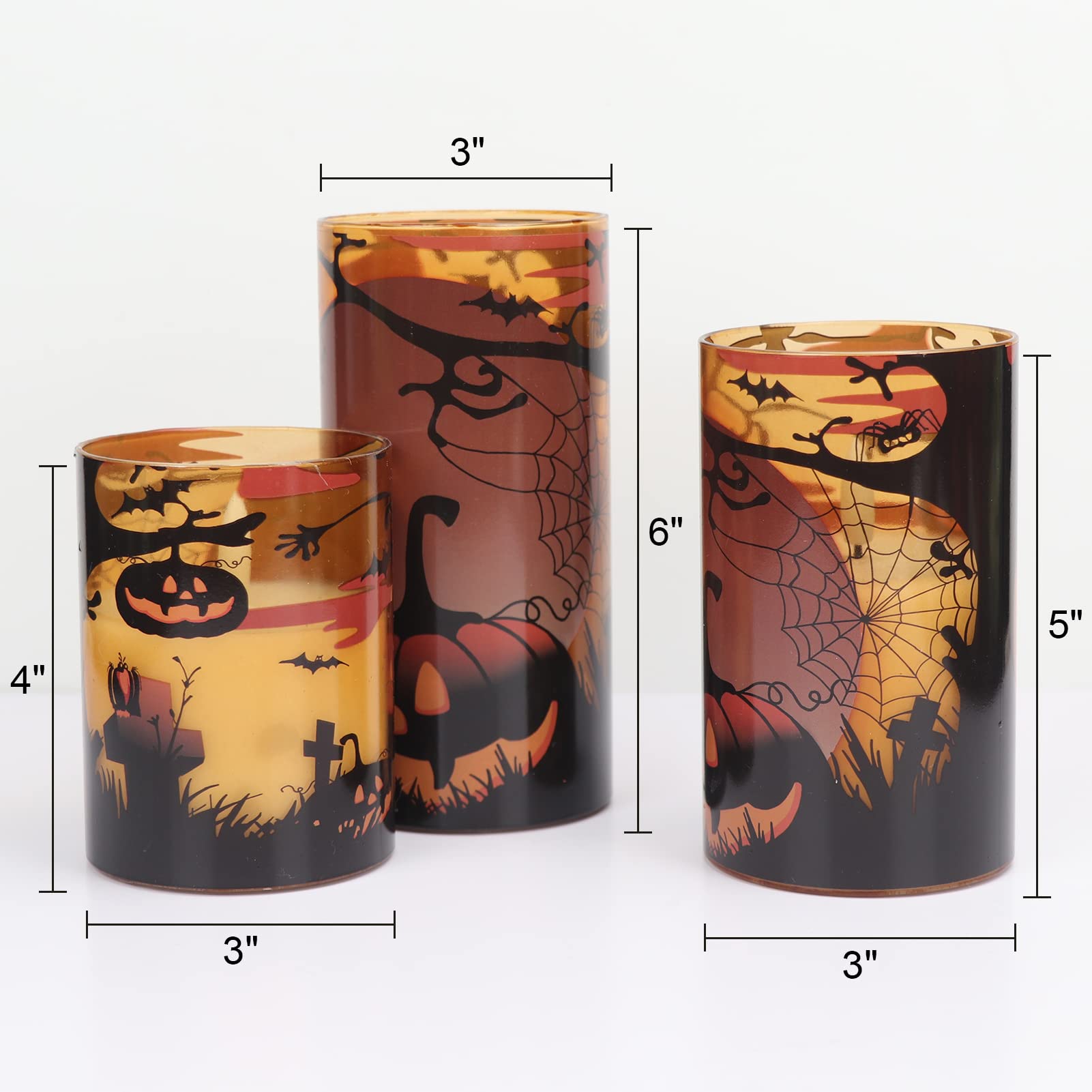 Dromance Pumpkin Glass Flameless Candles With Remote And Timer, Battery Operated Realistic 3D Wick Flickering Real Wax Led Candl