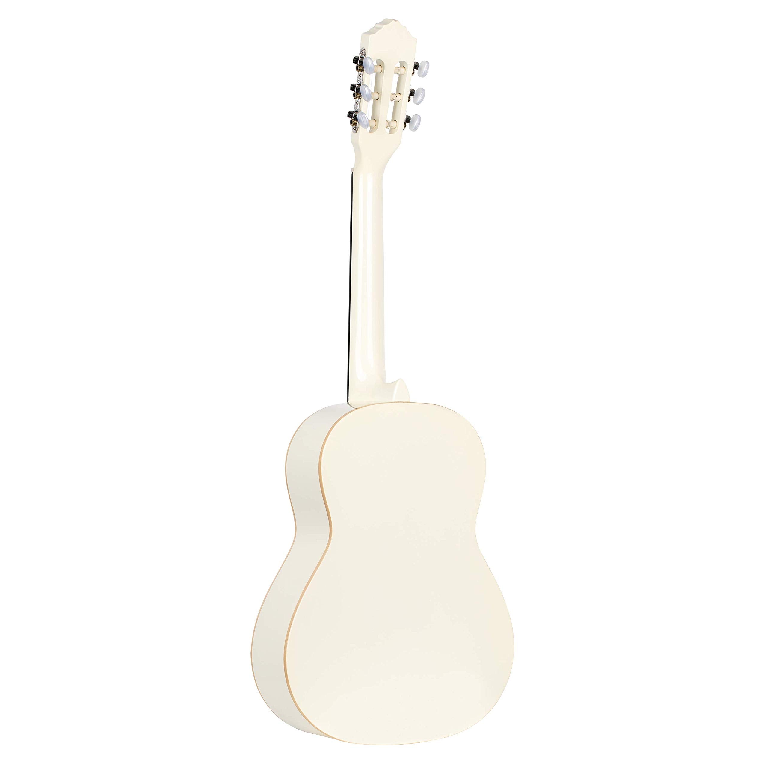 Ortega Guitars 6 String Family Series 3/4 Size Nylon Classical Guitar W/Bag, Right, Spruce Top-White-Gloss, (R121-3/4Wh)