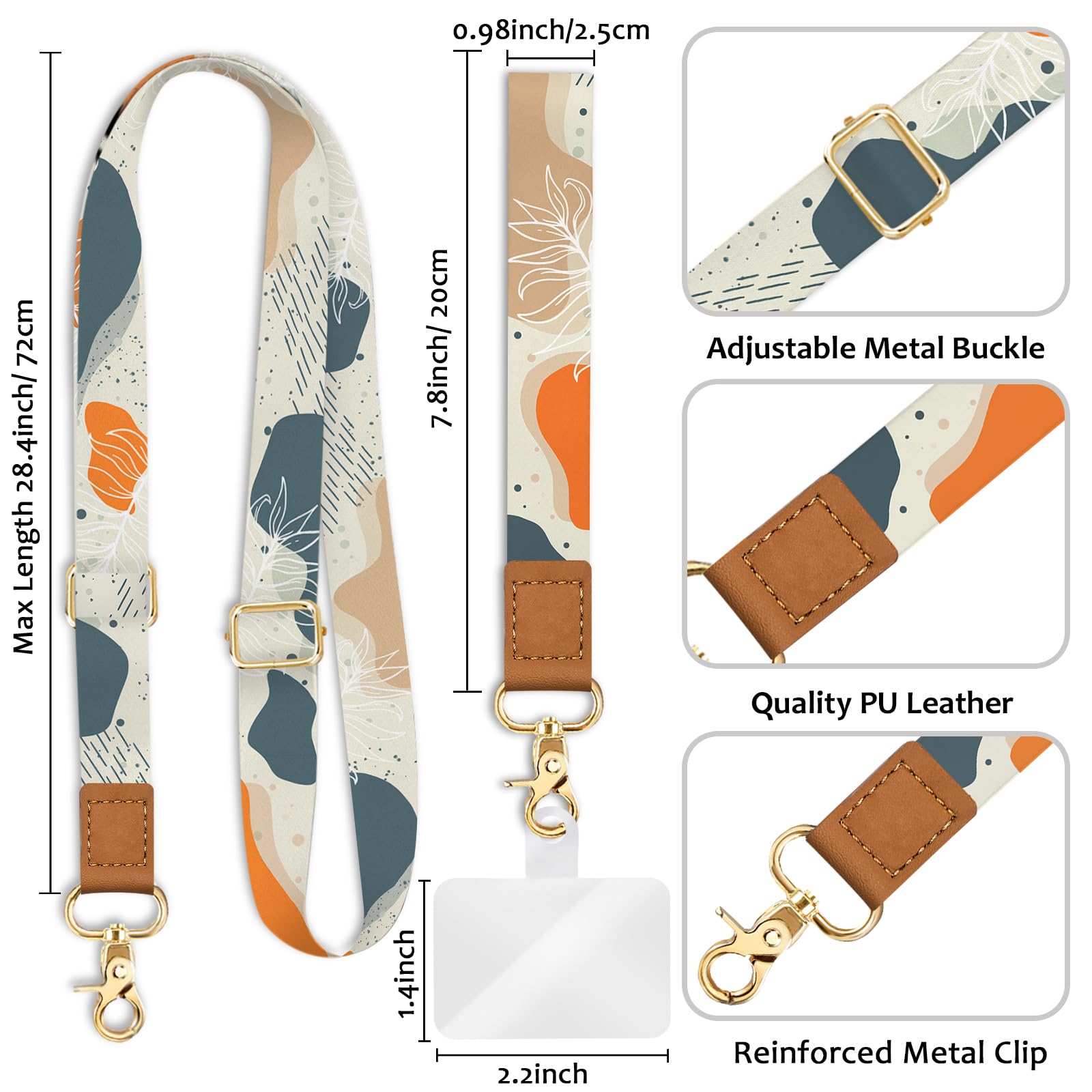 Piefly Phone Lanyard Crossbody Wrist Strap, Boho Abstract Art Cell Phone Lanyards For Around The Neck Wristlet Shoulder, Adjusta
