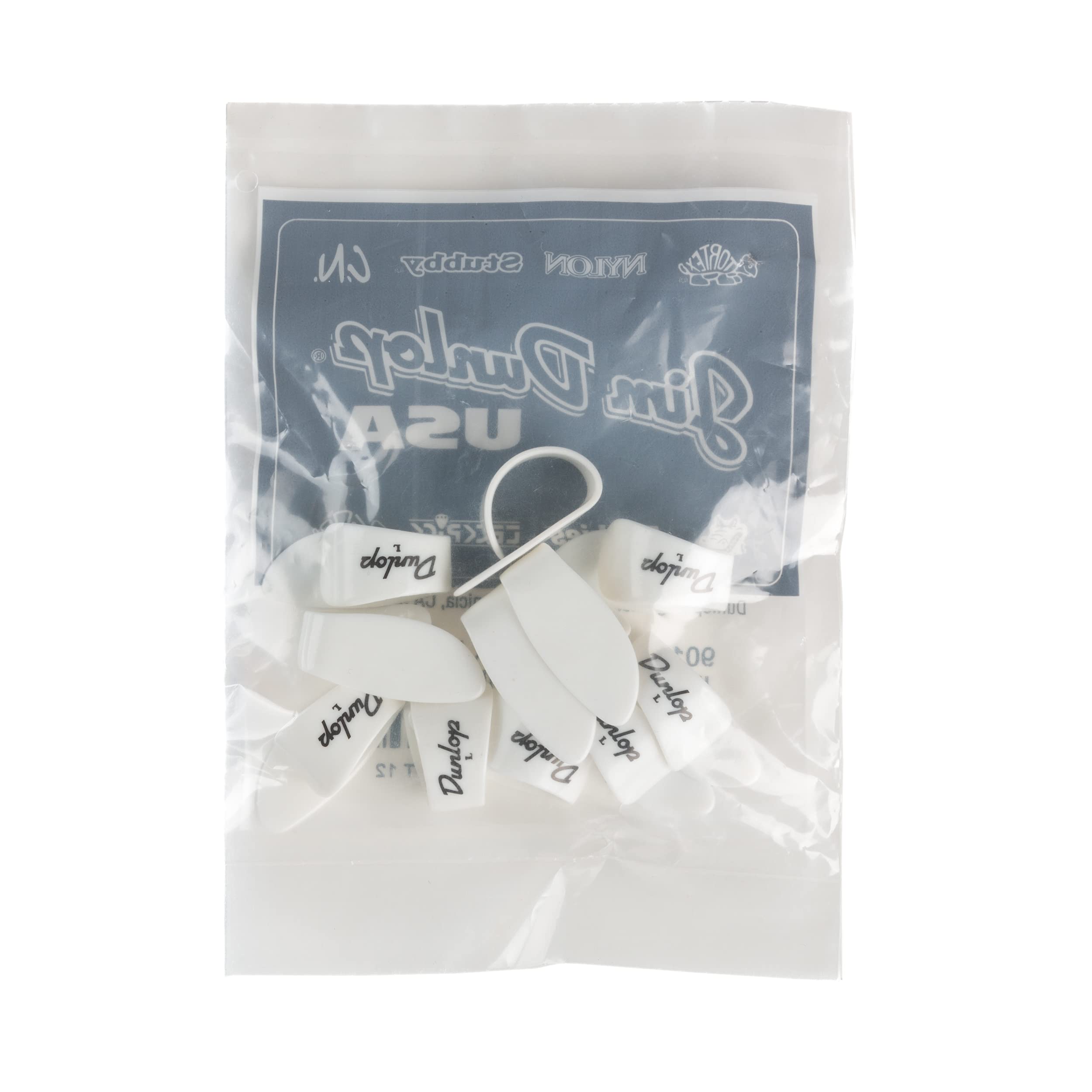 Jim Dunlop 9013R White Plastic Thumbpicks, Left Handed, Large, 12/Bag