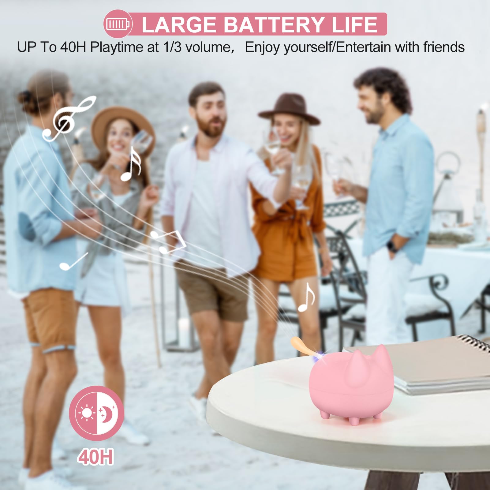 Svemei Cute Bluetooth Speaker, Mini Cat Portable Wireless Speakers With Loud Stereo Sound, Built In Mic, Dual Pairing,40H Playti