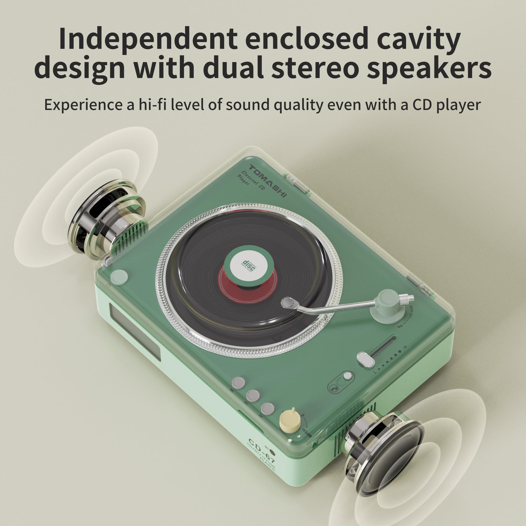 Portable Cd Player Boombox With Bluetooth, 40Mm Speakers, Lcd Display, Usb Port, Sd Card Slot