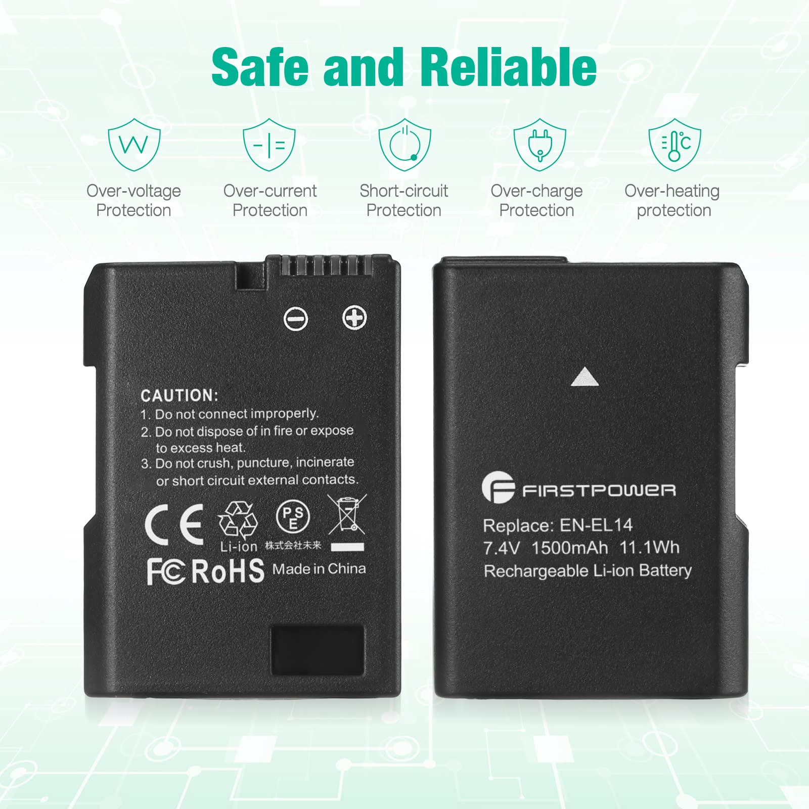 Firstpower En El14 En El14A Batteries For Nikon D3500 D3400 D3300 D3200 D3100 D5600 D5500 D5300 D5200 D5100 Df Coolpix P7000 P71